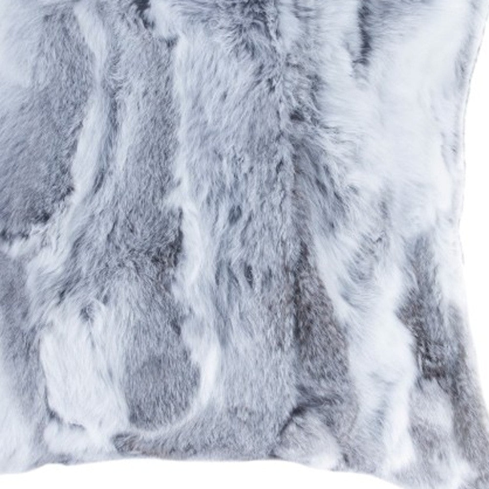 Set Of Two 18" Grey Rabbit Natural Fur Throw Pillows-6