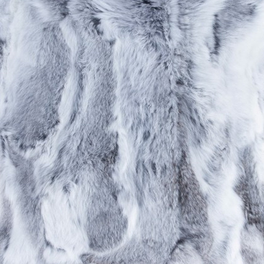 Set Of Two 18" Grey Rabbit Natural Fur Throw Pillows-5