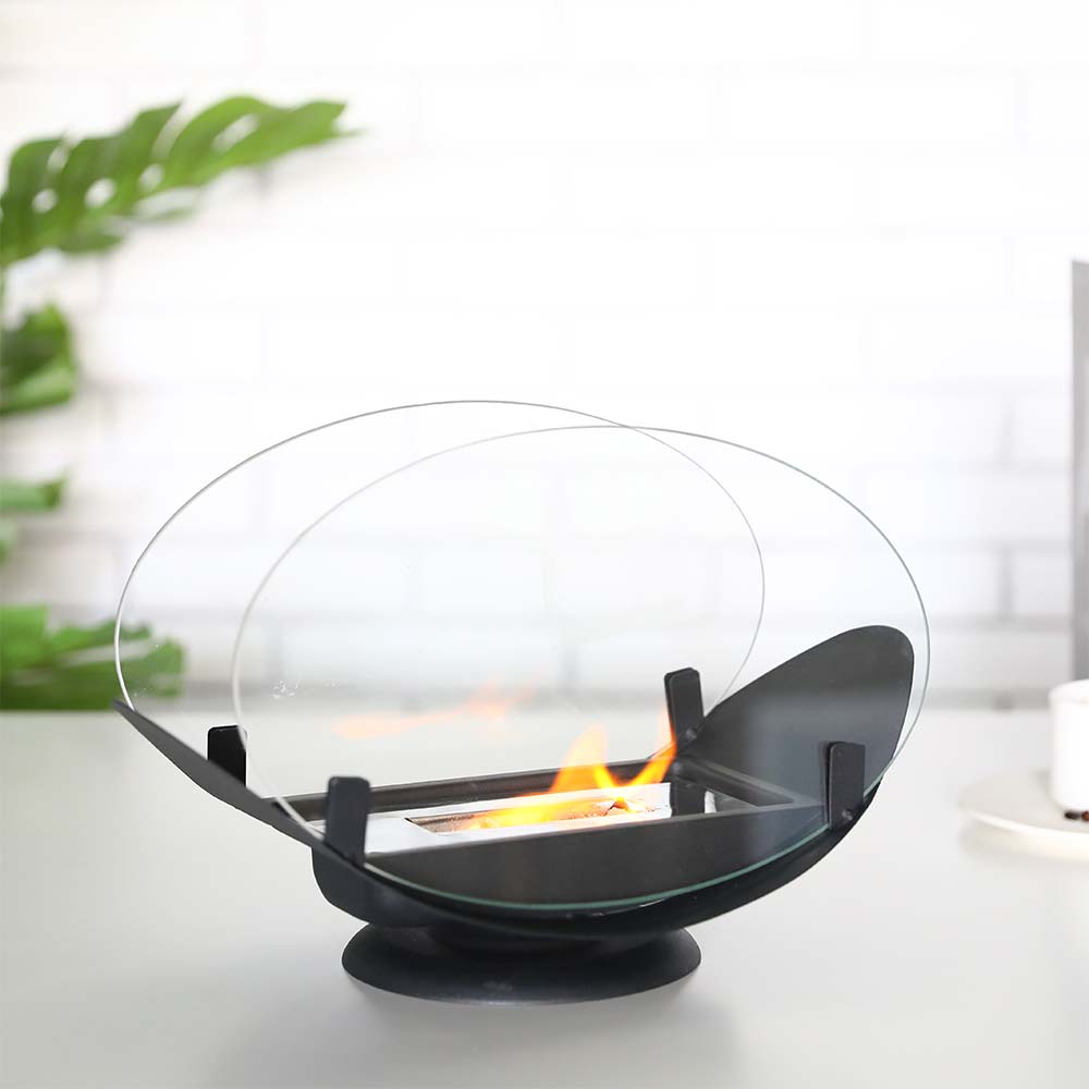 Hardy Haus 24.5 cm High Portable Tabletop Fireplace – Ventless Bio-Ethanol Fire Pit