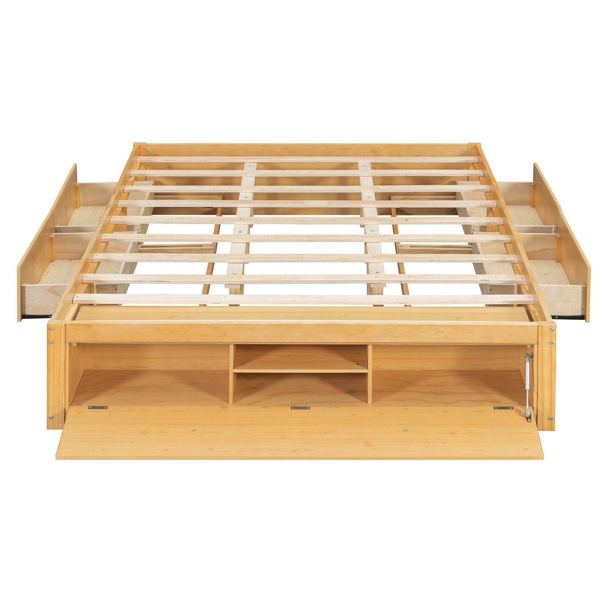 Platform Bed Frame with 4 Storage Drawers and Hydraulic Lift Footboard