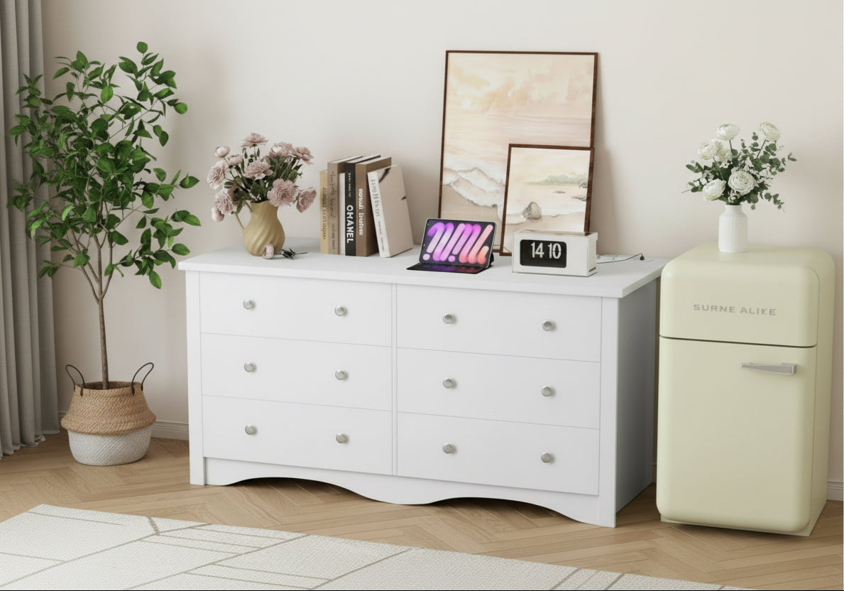 Eggshell WardrobeSystem Six Drawer Dresser With USB Type C Charging-4