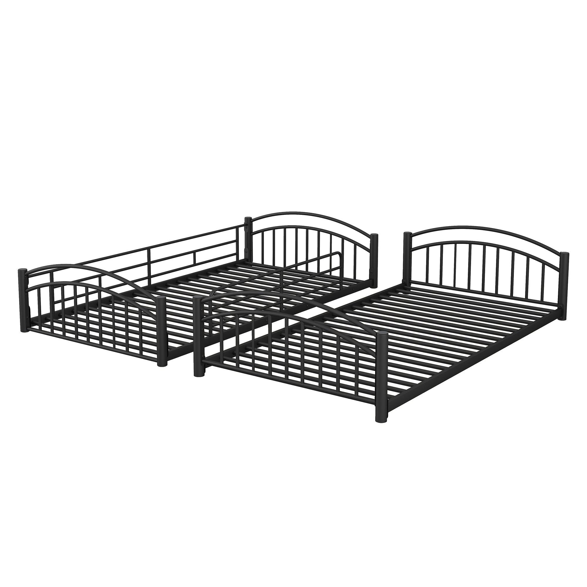 Twin Over Twin Metal Bunk Bed With Slide, Kids House Bed