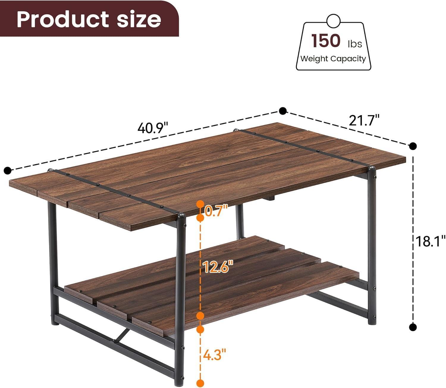 Wooden table with dimensions and weight capacity on a white background