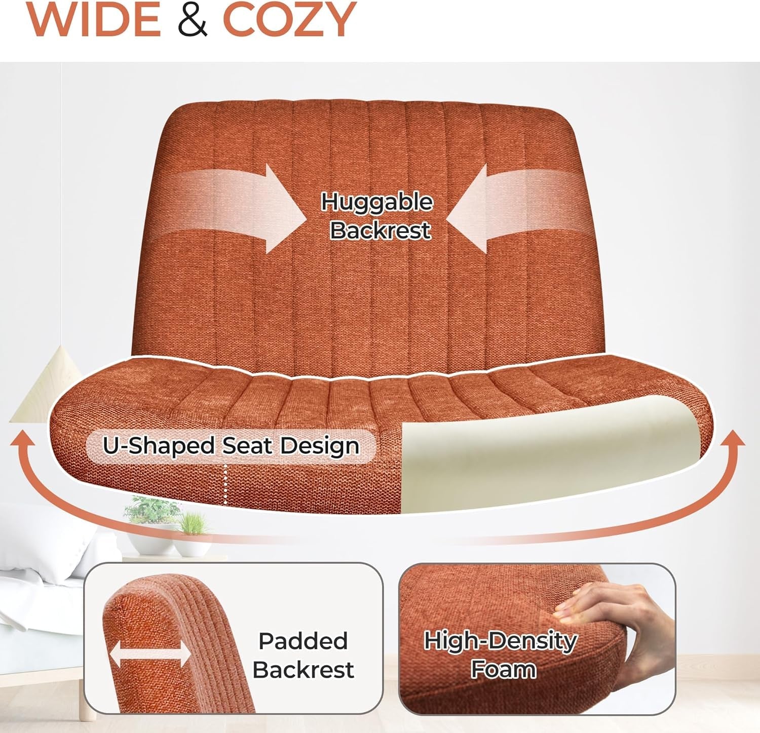 Brown car seat cover with text highlighting features on a white background