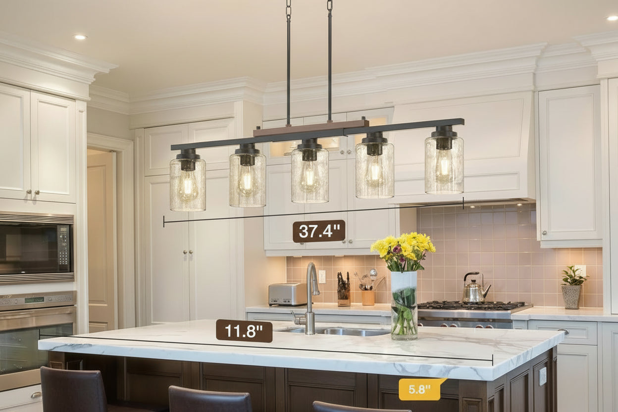Five Lights Farmhouse Dining Room Chandelier Black Metal