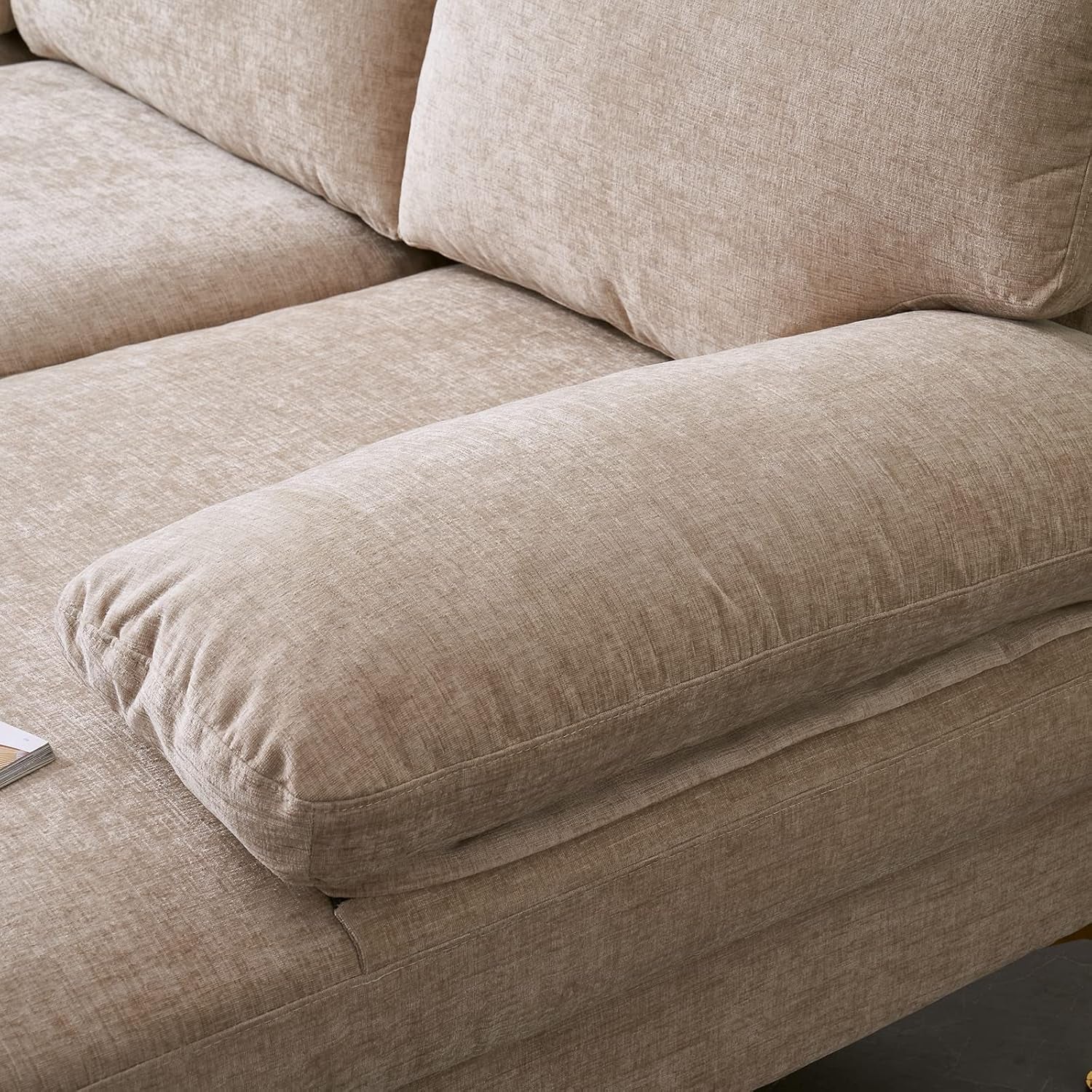 Convertible Sectional Sofa 110 Inch Camel U Shape-4