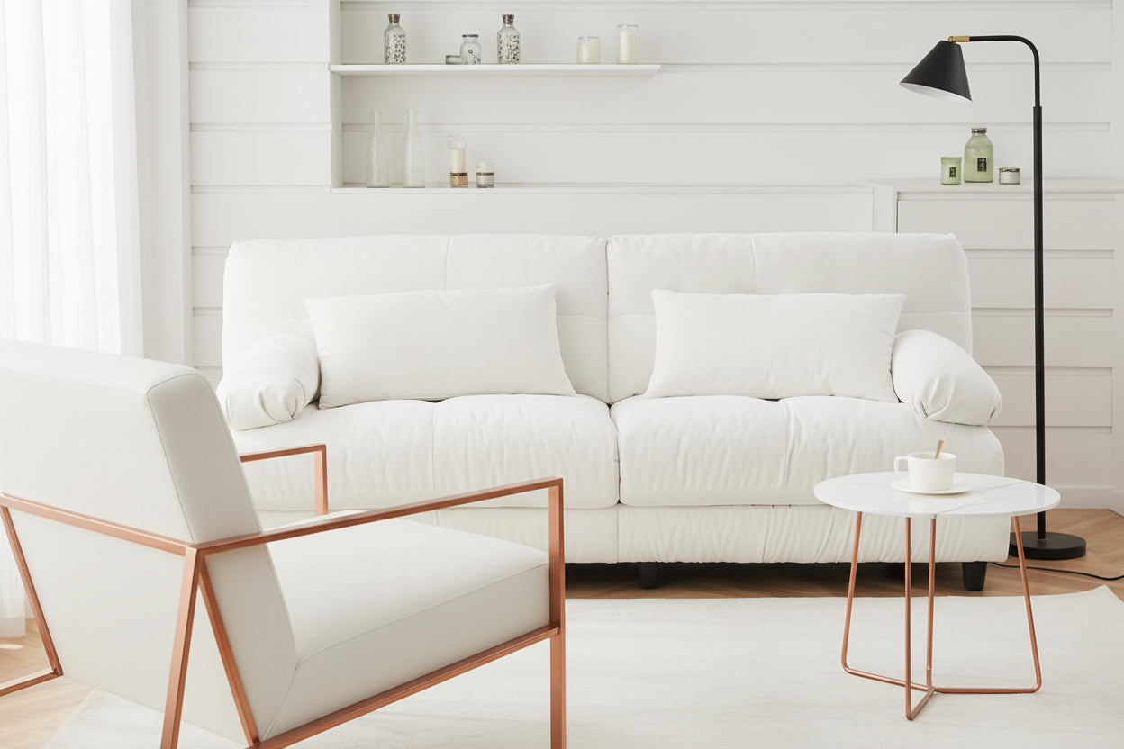 White Velvet Pet Hair Resistant Modular Recliner Sofa-4