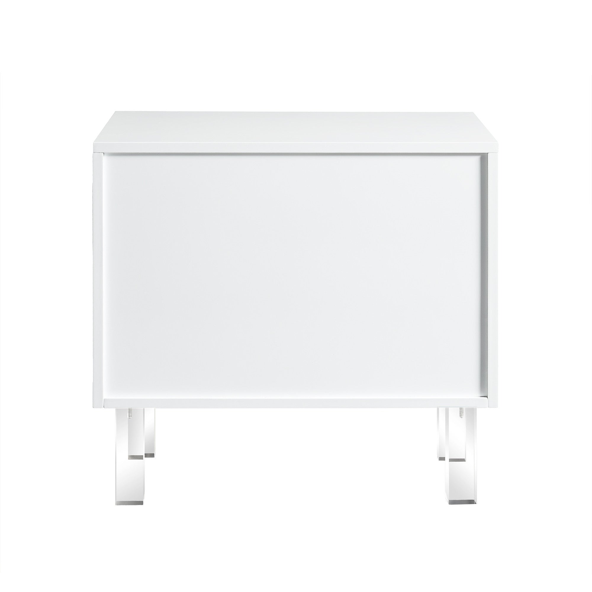 24" White and Clear Wood and Acrylic End Table With Two Drawers-3