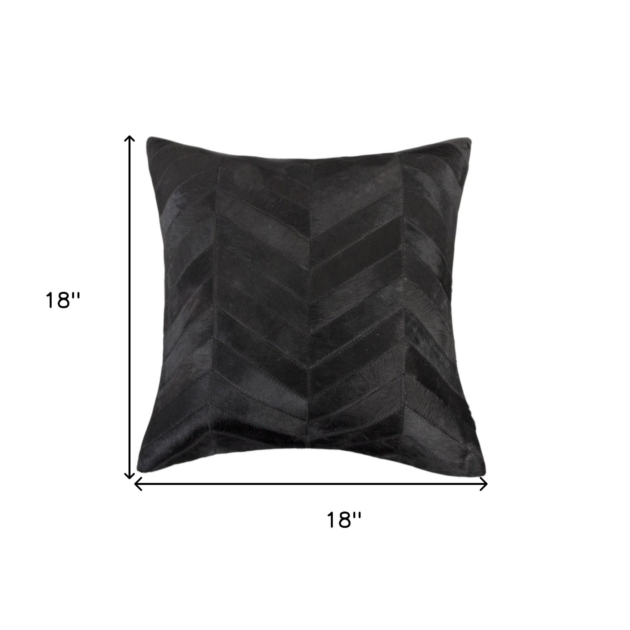 Set of Two 18" Black Chevron Cowhide Throw Pillows-6