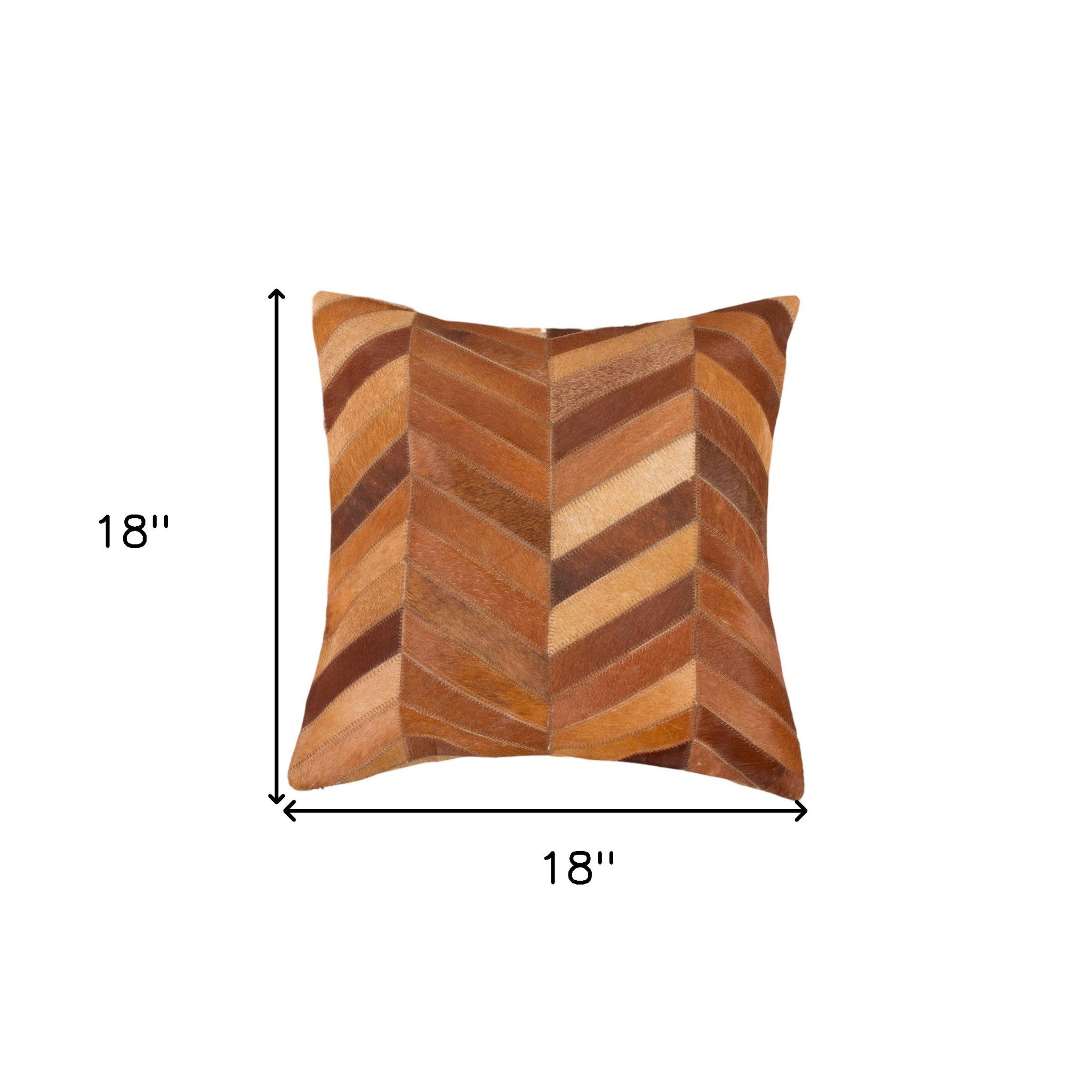Set of Two 18" Tan Chevron Cowhide Throw Pillows-6