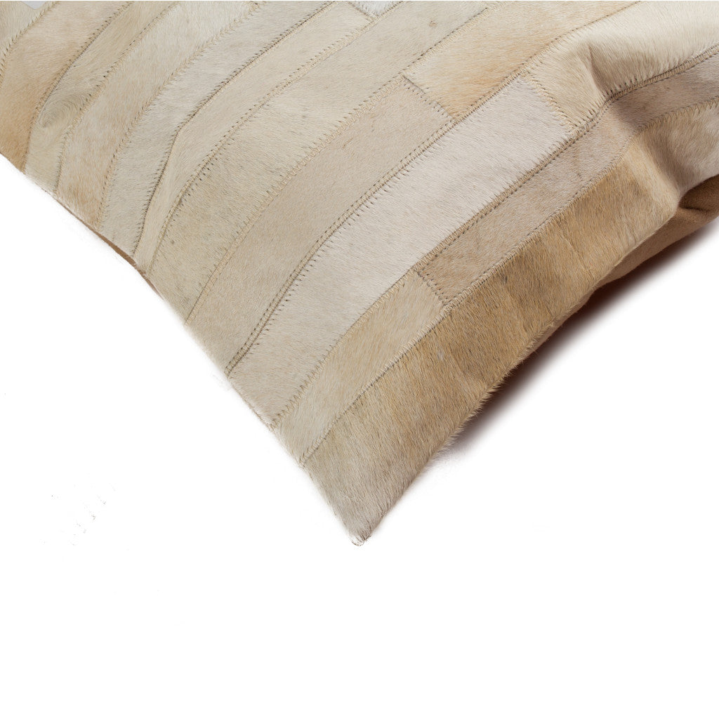 Set of Two 18" Natural Patchwork Cowhide Throw Pillows-5