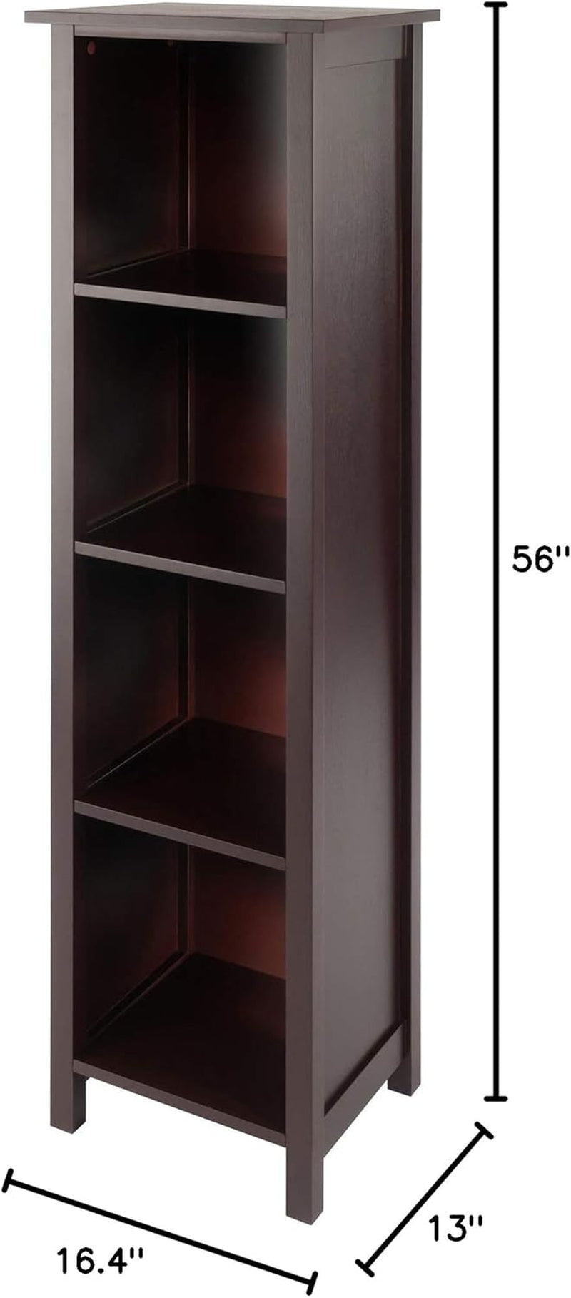 Milan Five Tier Storage Shelf Bookcase In Antique Walnut