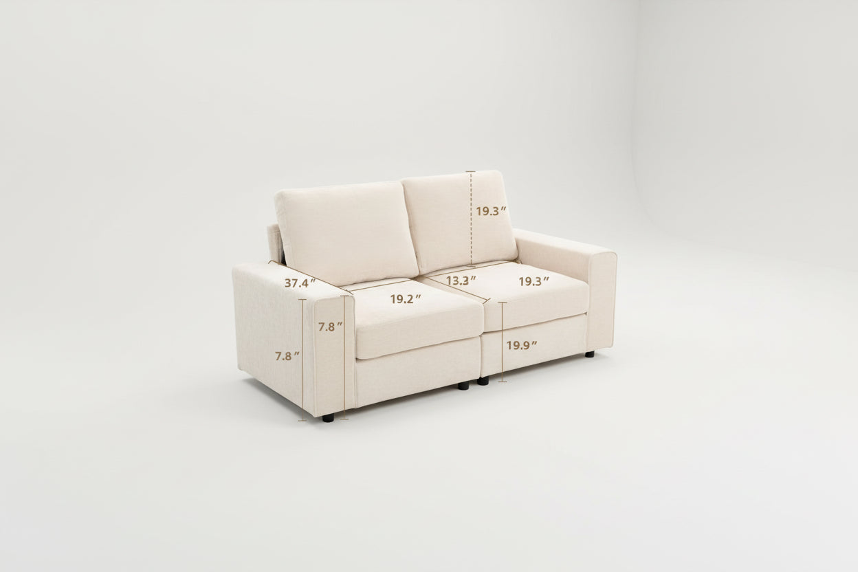 Seventy One Inch Beige Chenille Modular Sofa Collection-1
