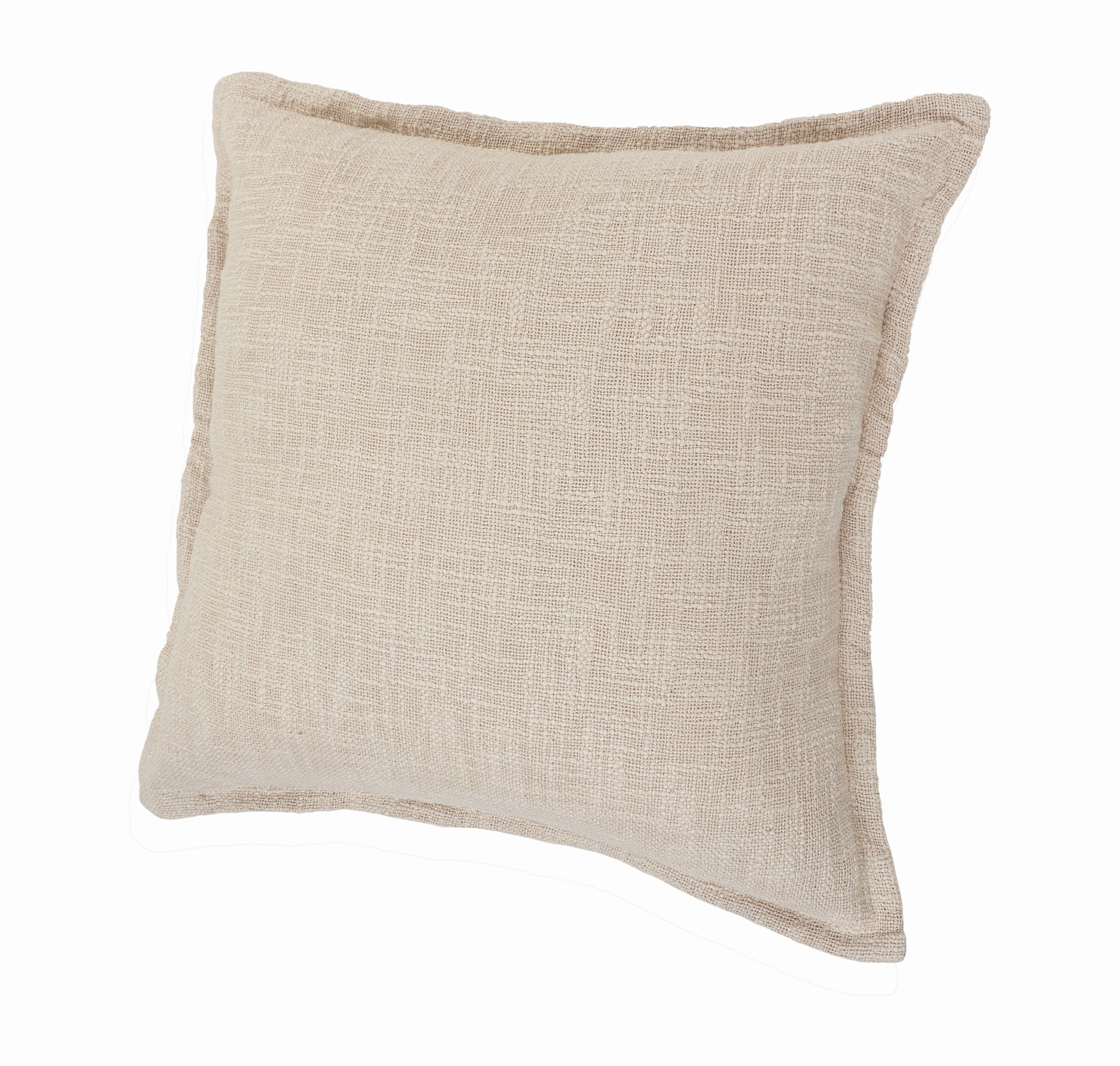 Set of Two 20" Beige Cotton Throw Pillows-4