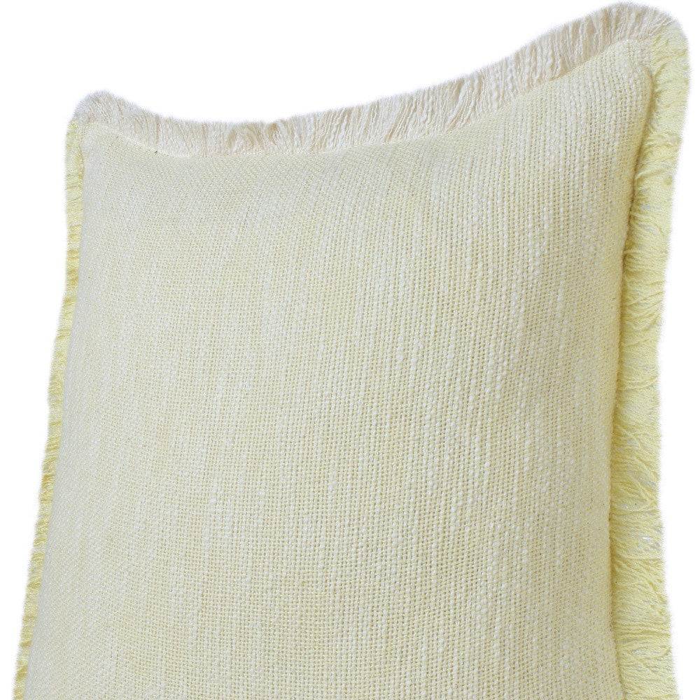 Set of Two 20" Lemon Cotton Throw Pillows with Fringe-4
