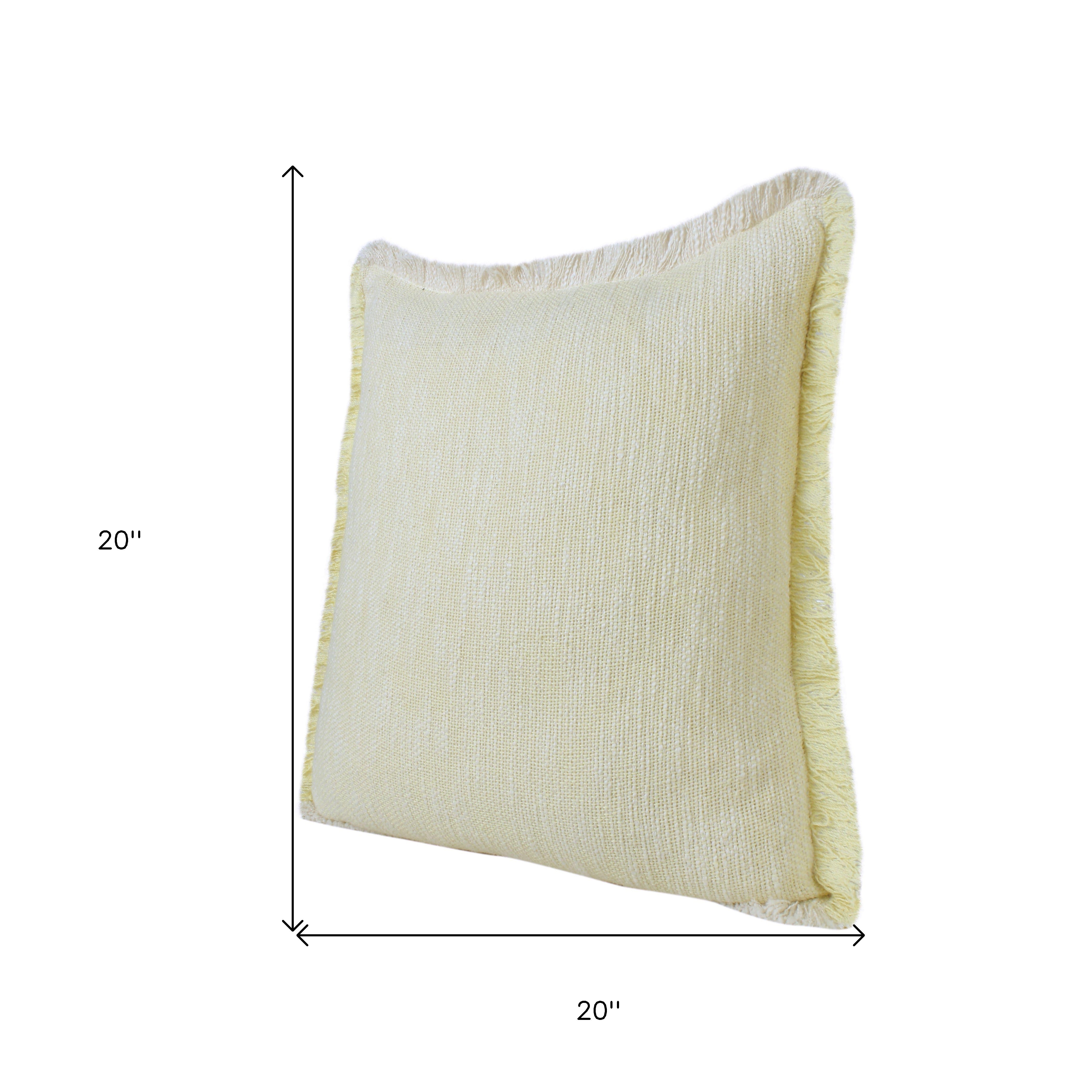 Set of Two 20" Lemon Cotton Throw Pillows with Fringe-6