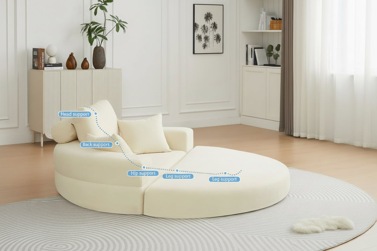 Beige 71Inch Convertible Sleeper Sofa Bed Upholstered-3