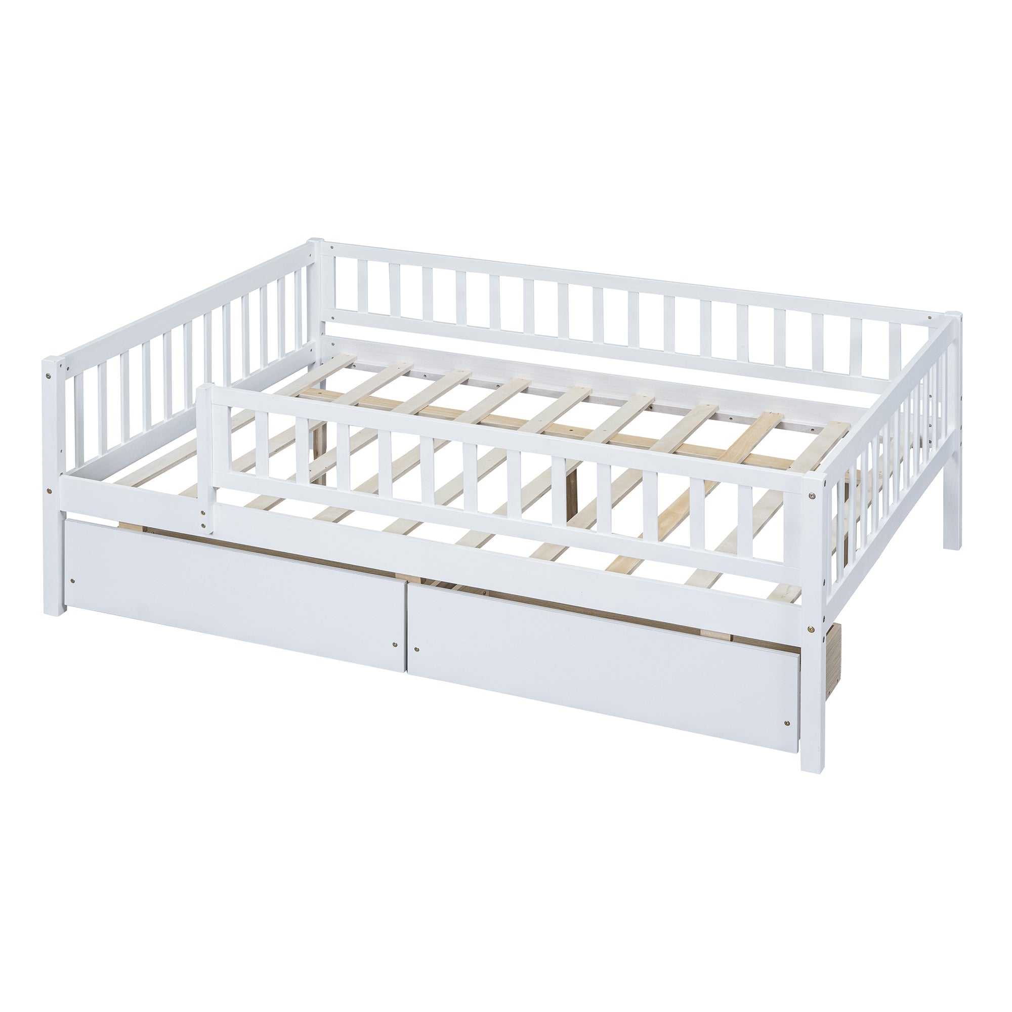 Full Size Daybed Wood Bed with Two Drawers