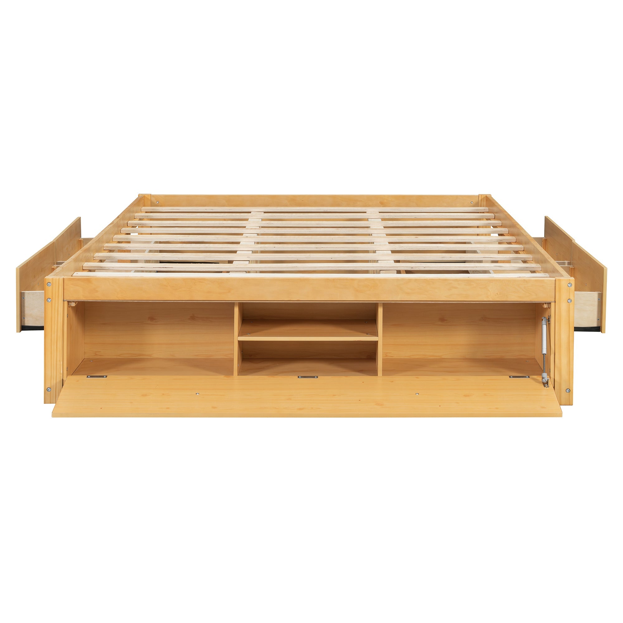Platform Bed Frame with 4 Storage Drawers and Hydraulic Lift Footboard