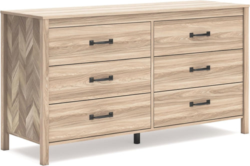 Mid-Century Modern 6 Drawer Dresser With Chevron Pattern
