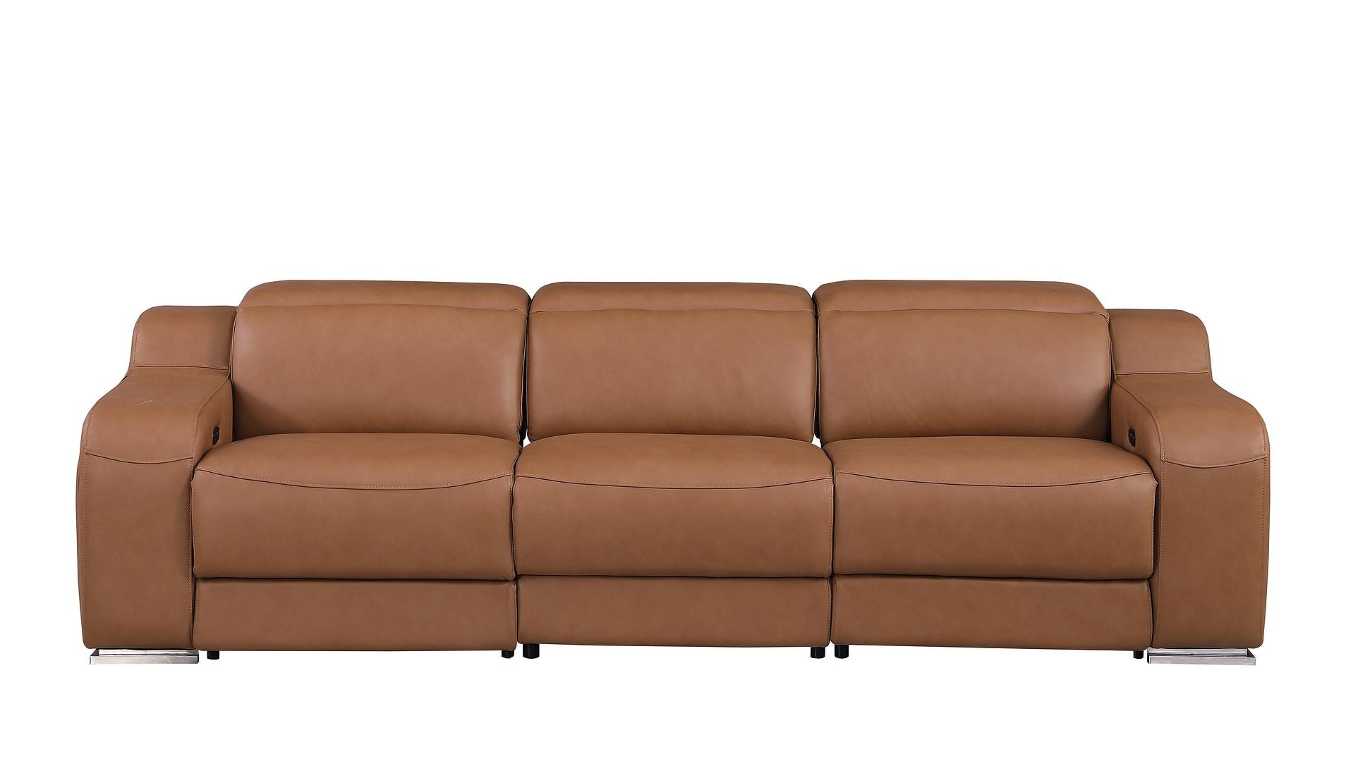 Brown leather sofa on a white background