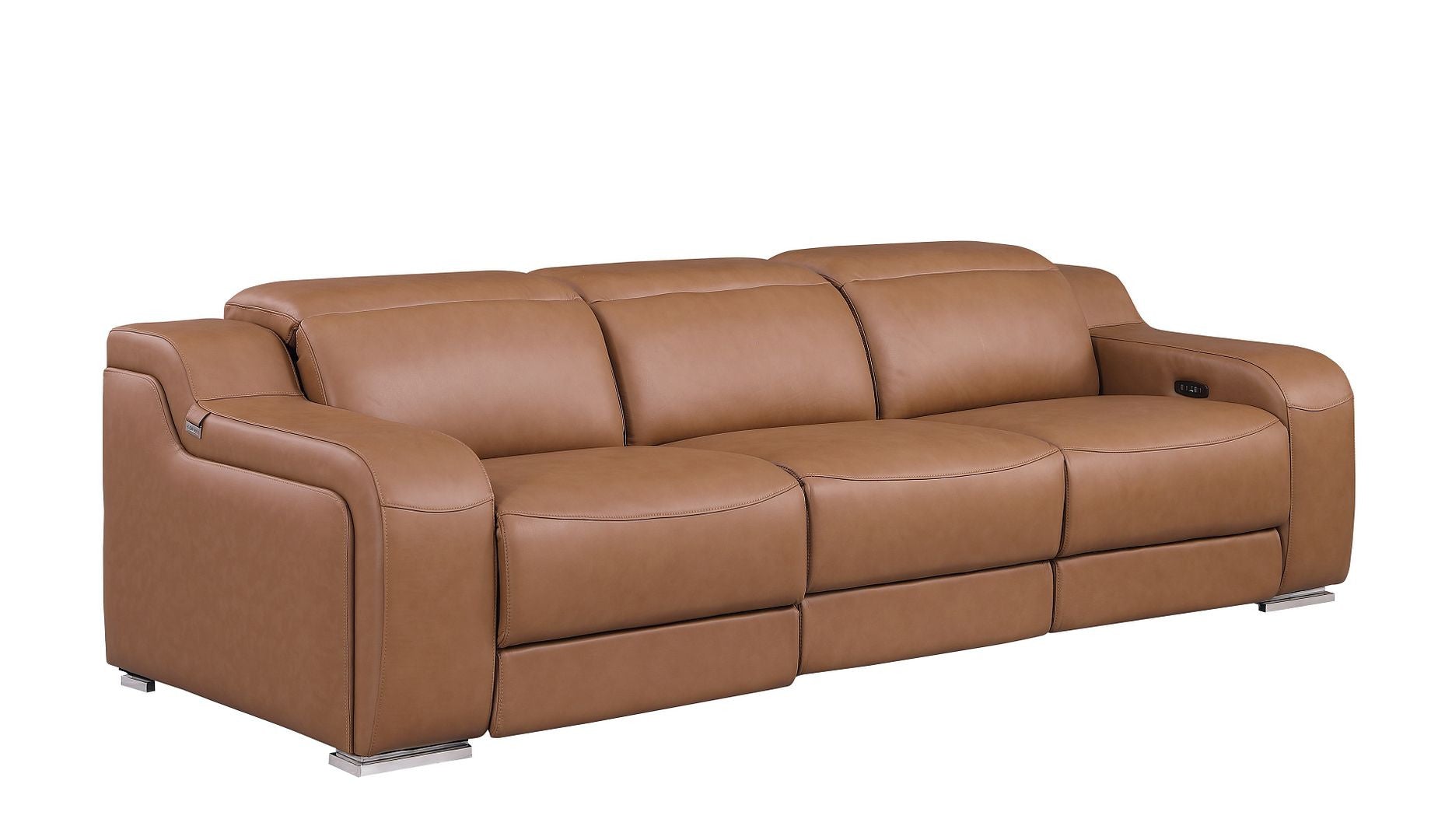 Brown leather sofa on a white background