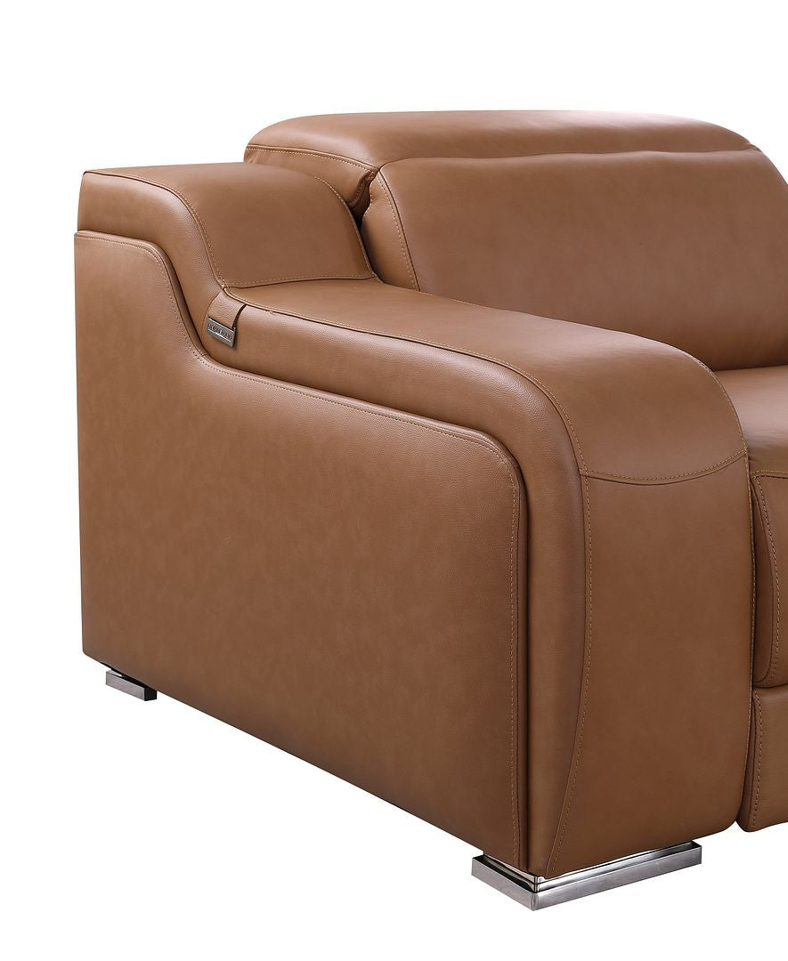 Brown leather armchair on a white background