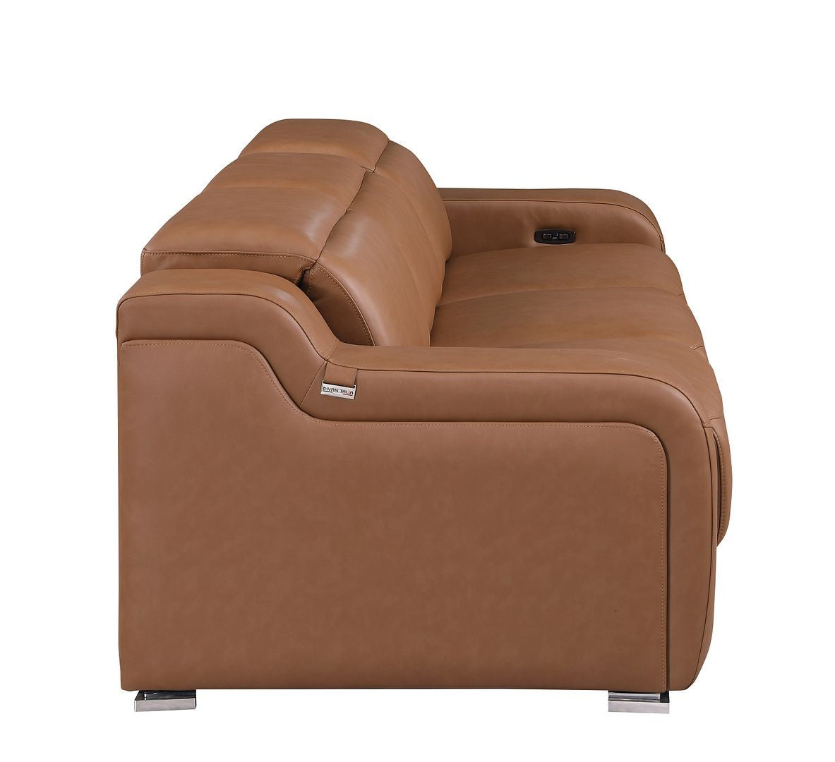 Brown leather sofa on a white background