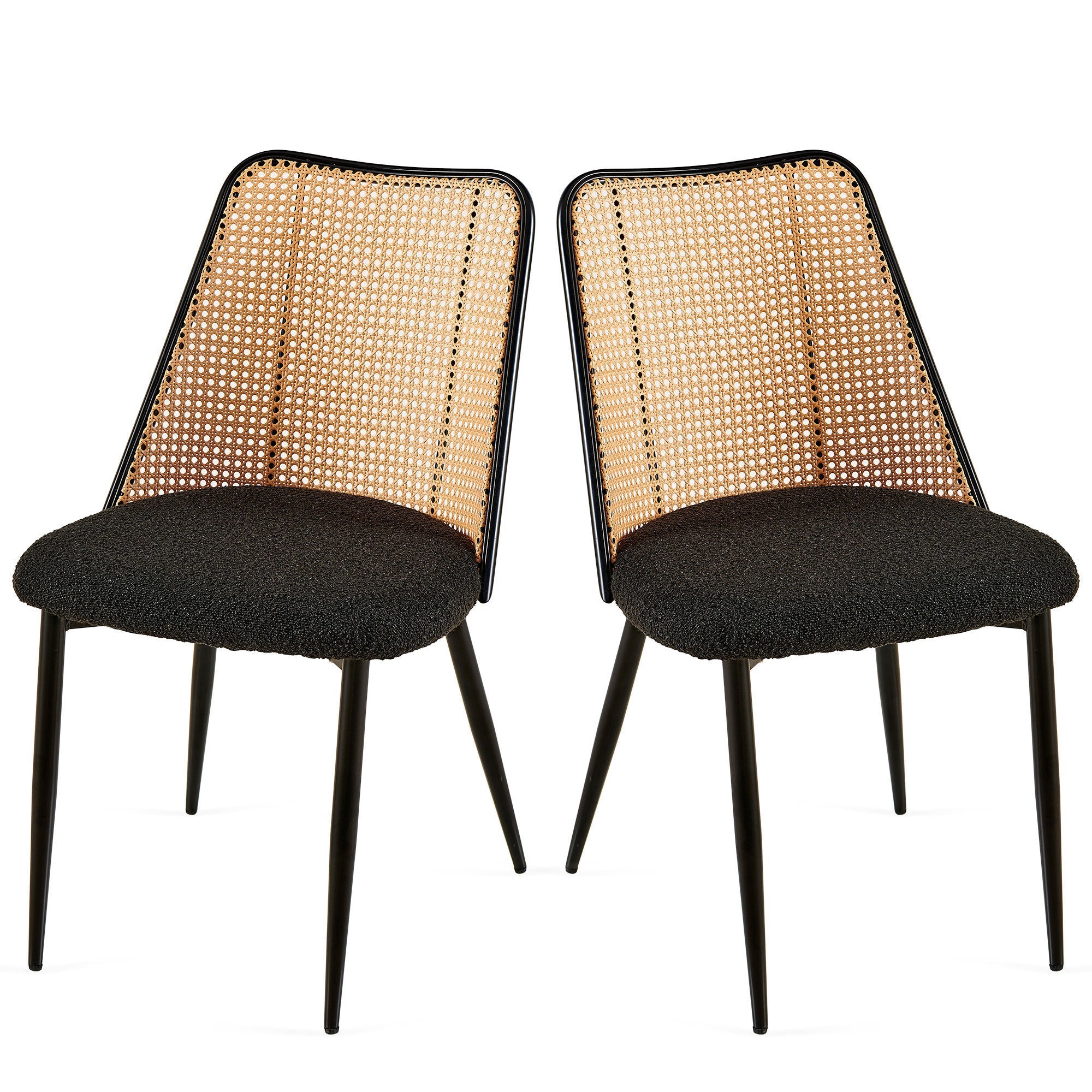 Set of Black Rattan Dining Chairs-4
