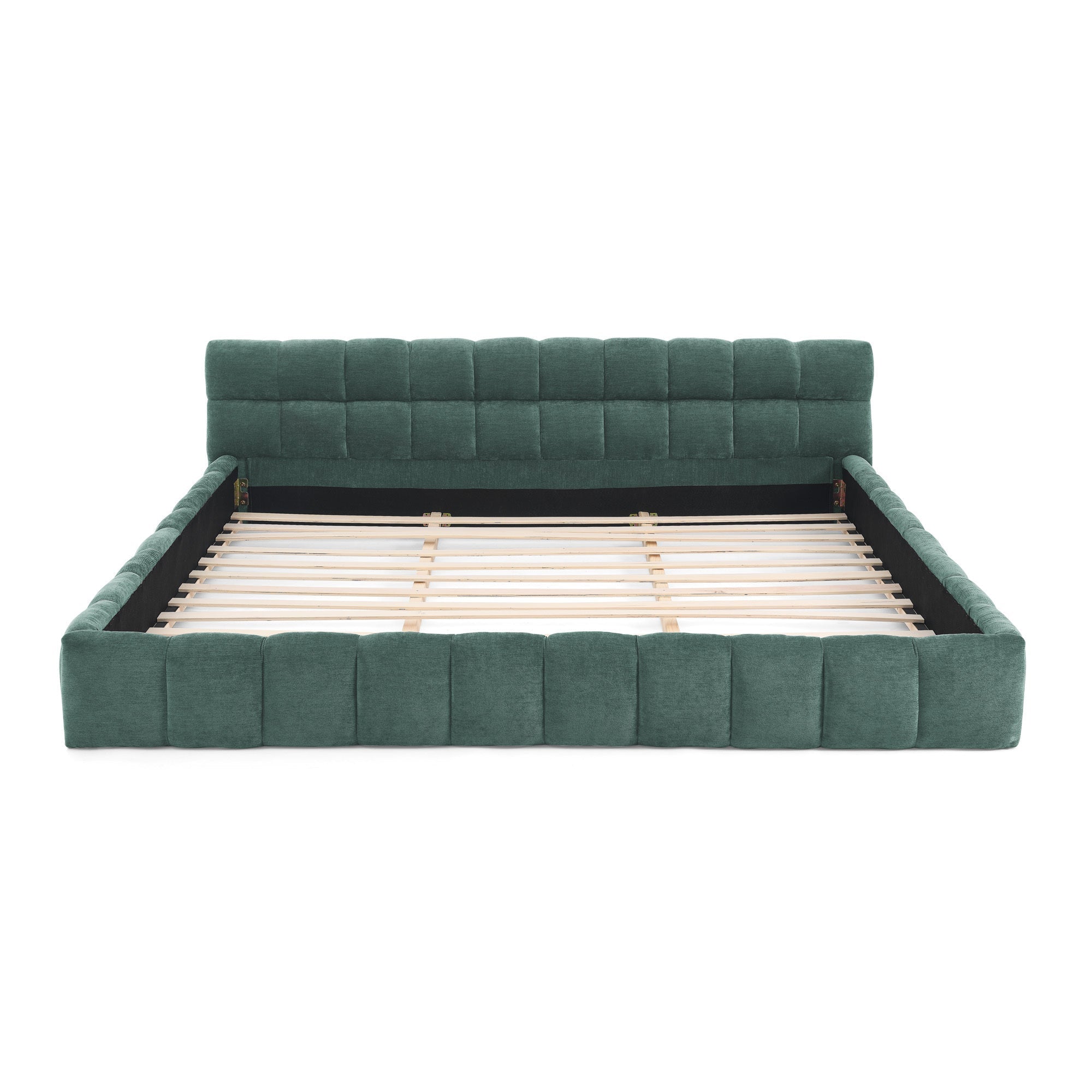 Upholstered Bed Frame with Thick Chenille Fabric, Grounded Platform