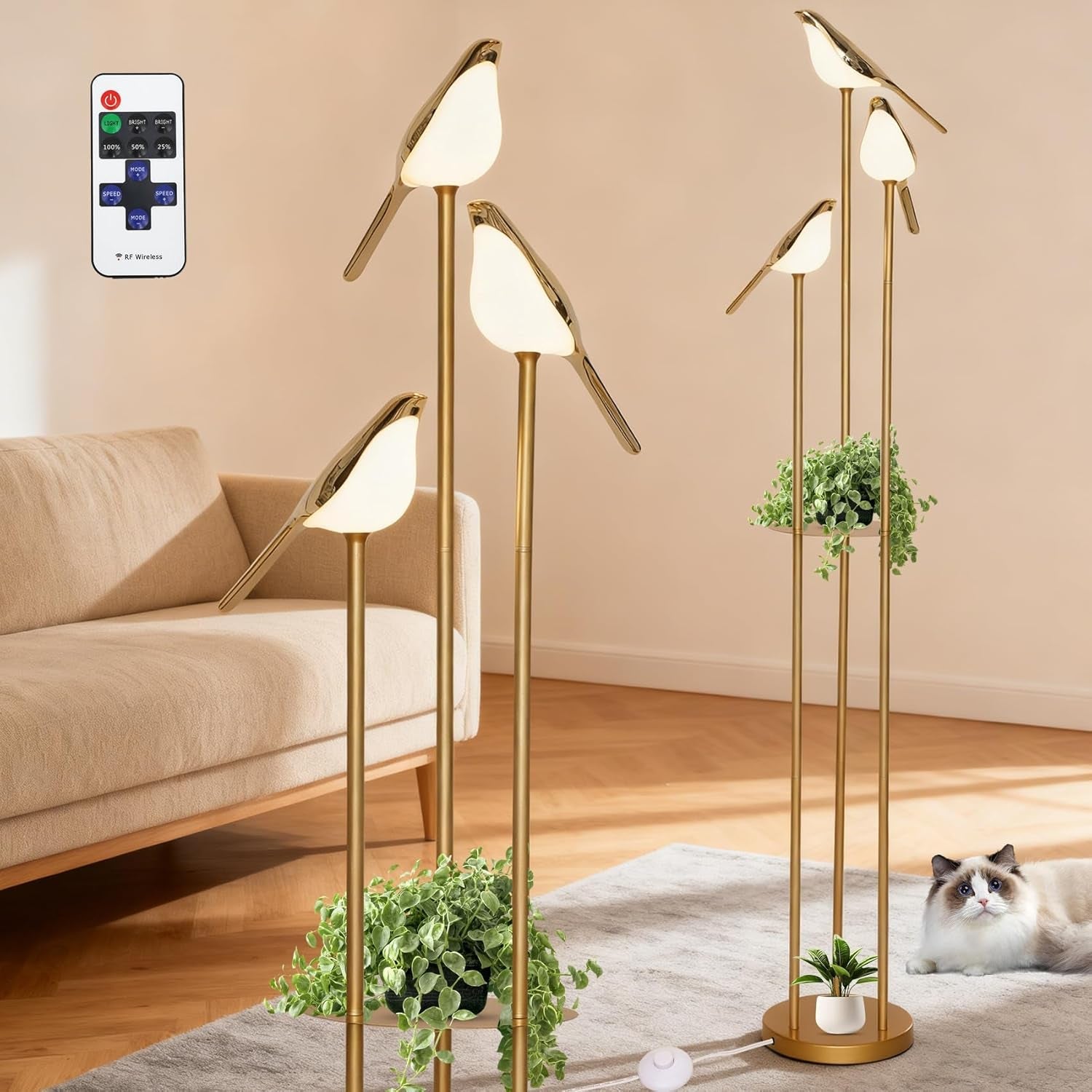 Floor Lamp With Adjustable Brightness Shelving