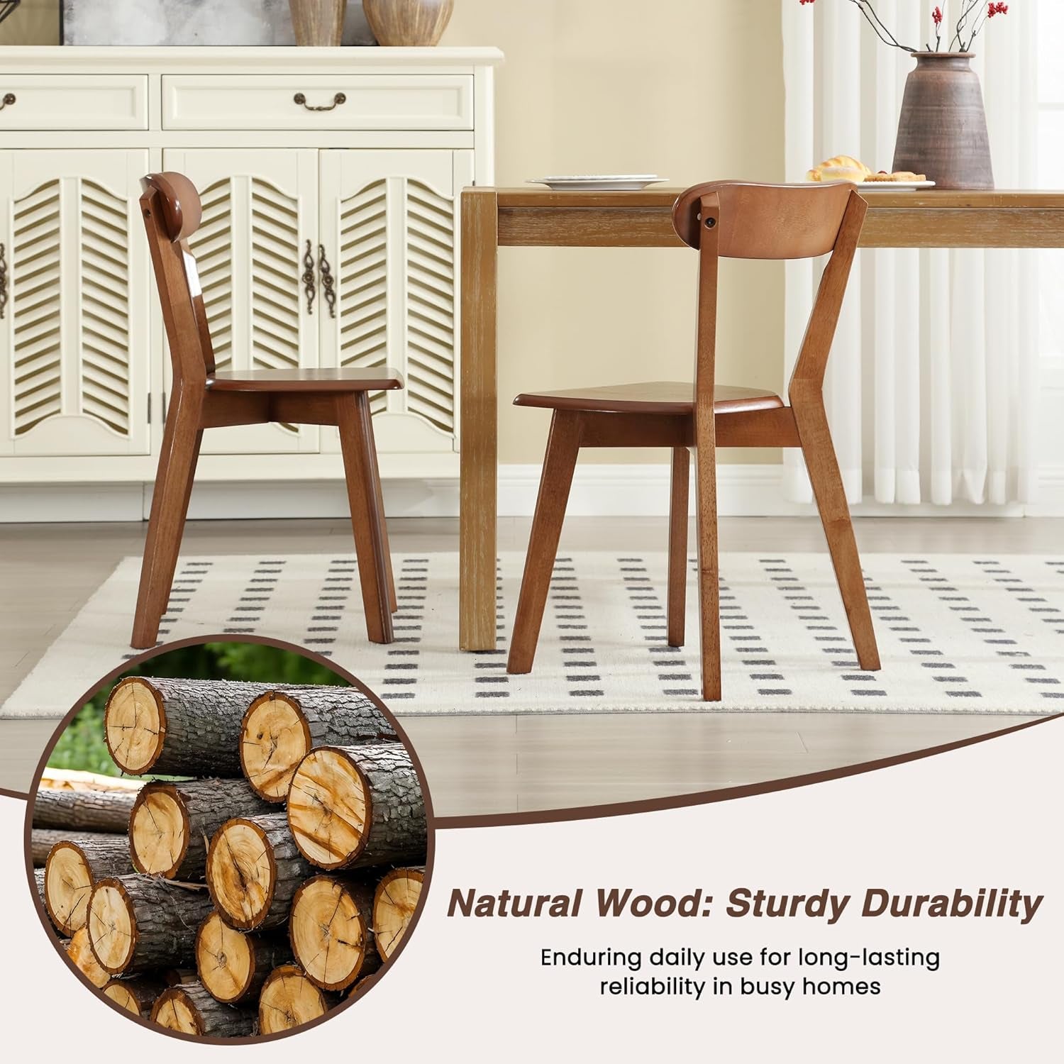 Hardy Haus Walnut Solid Wood Farmhouse Dining Chairs Collection (Set of 4)