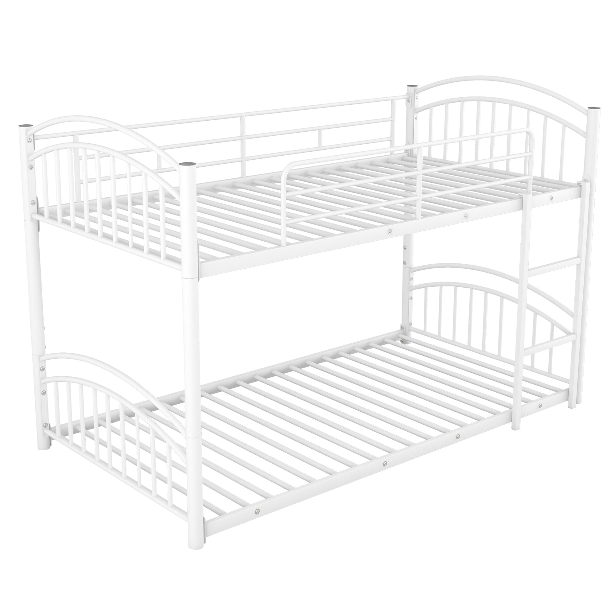 Twin Over Twin Metal Bunk Bed With Slide, Kids House Bed