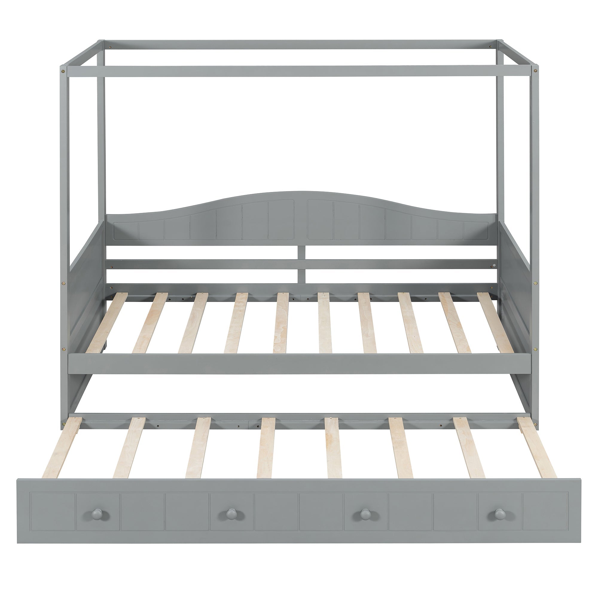 Twin Size Canopy Day Bed with Twin Size Trundle and Underbed Storage