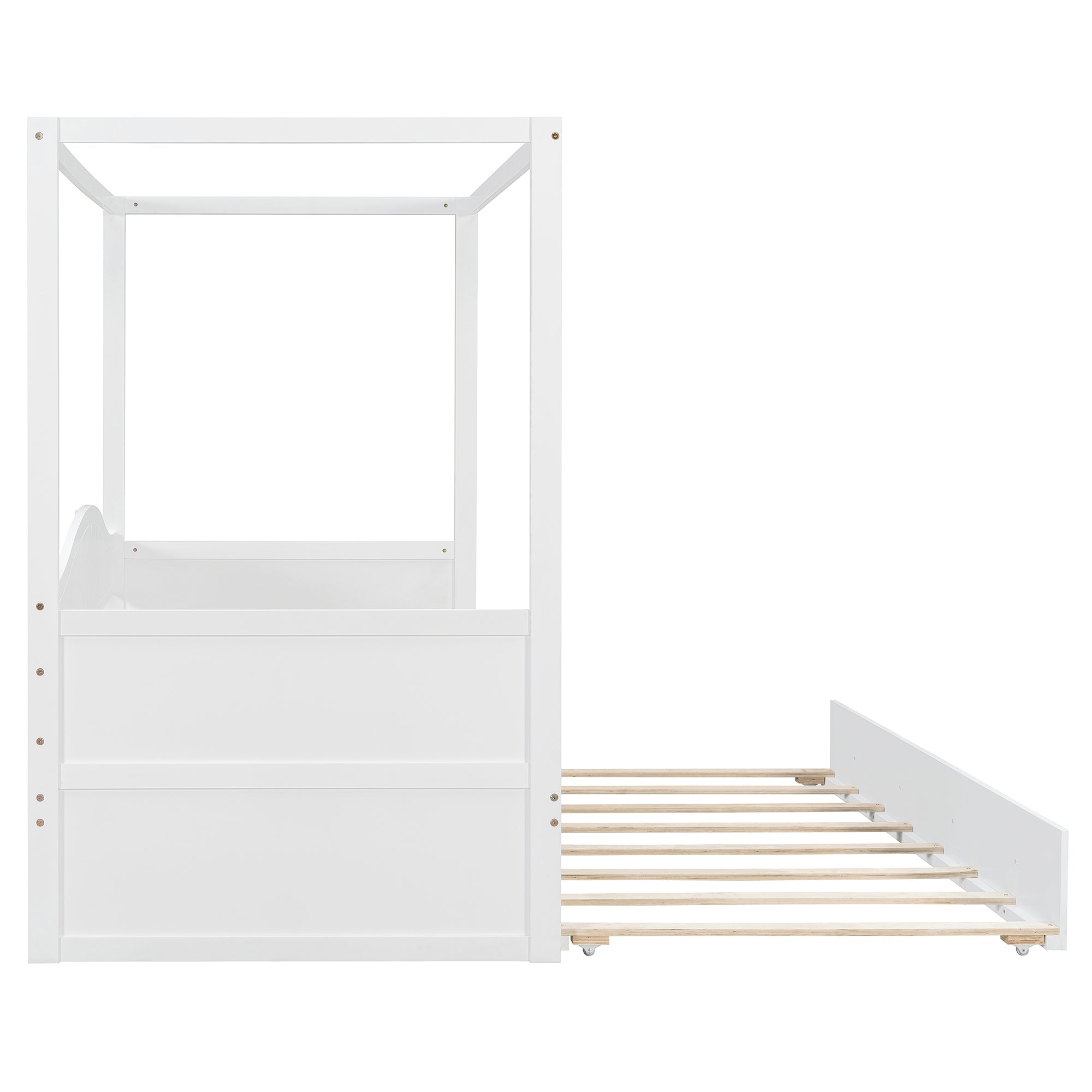 Twin Size Canopy Day Bed with Twin Size Trundle and Underbed Storage