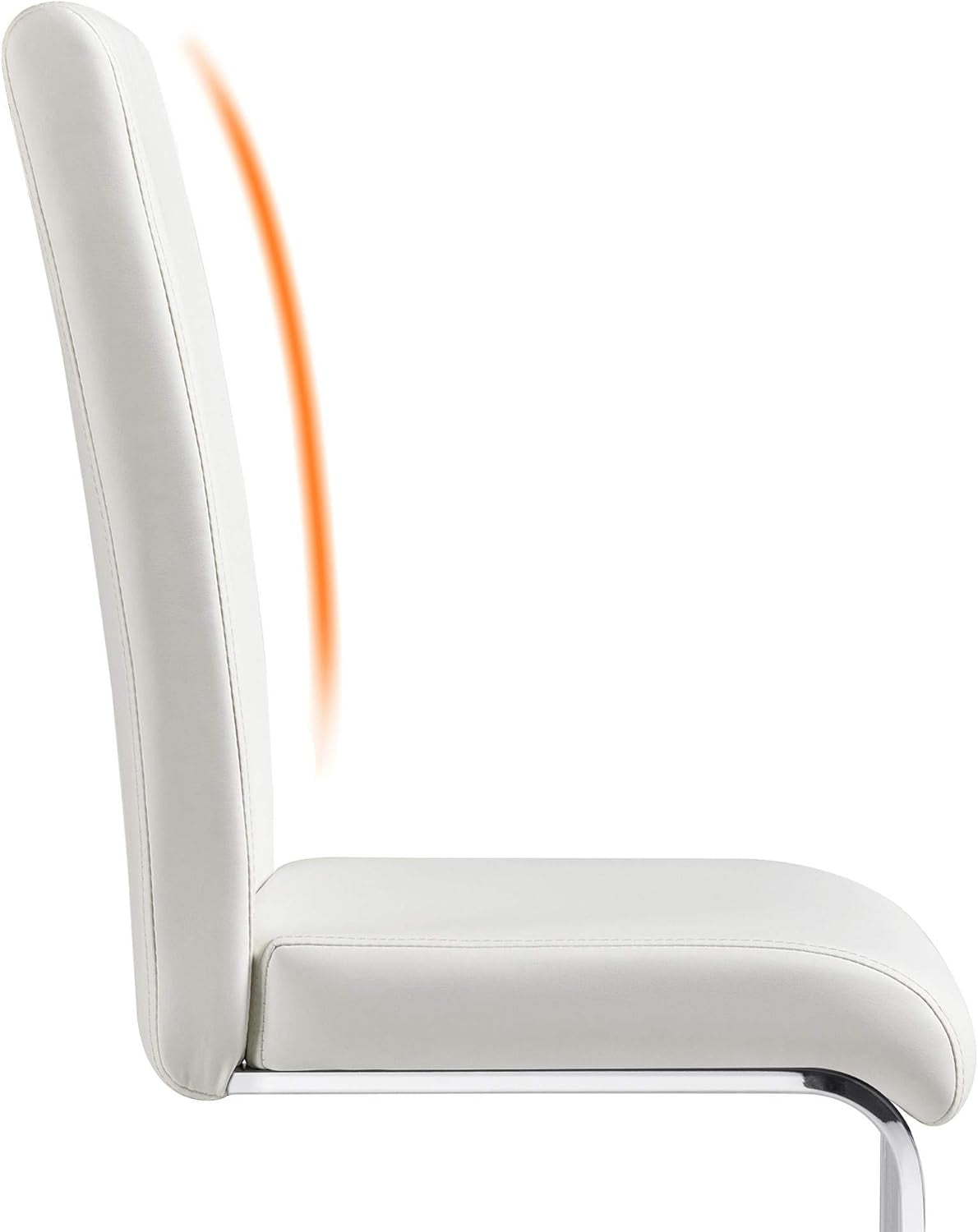 Set of 2 Dining Chairs Modern Kitchen Chairs High Back Faux Leather Dining Room Chairs Upholstered Armless Side Chairs with Metal Legs Home Kitchen Furniture, White-4