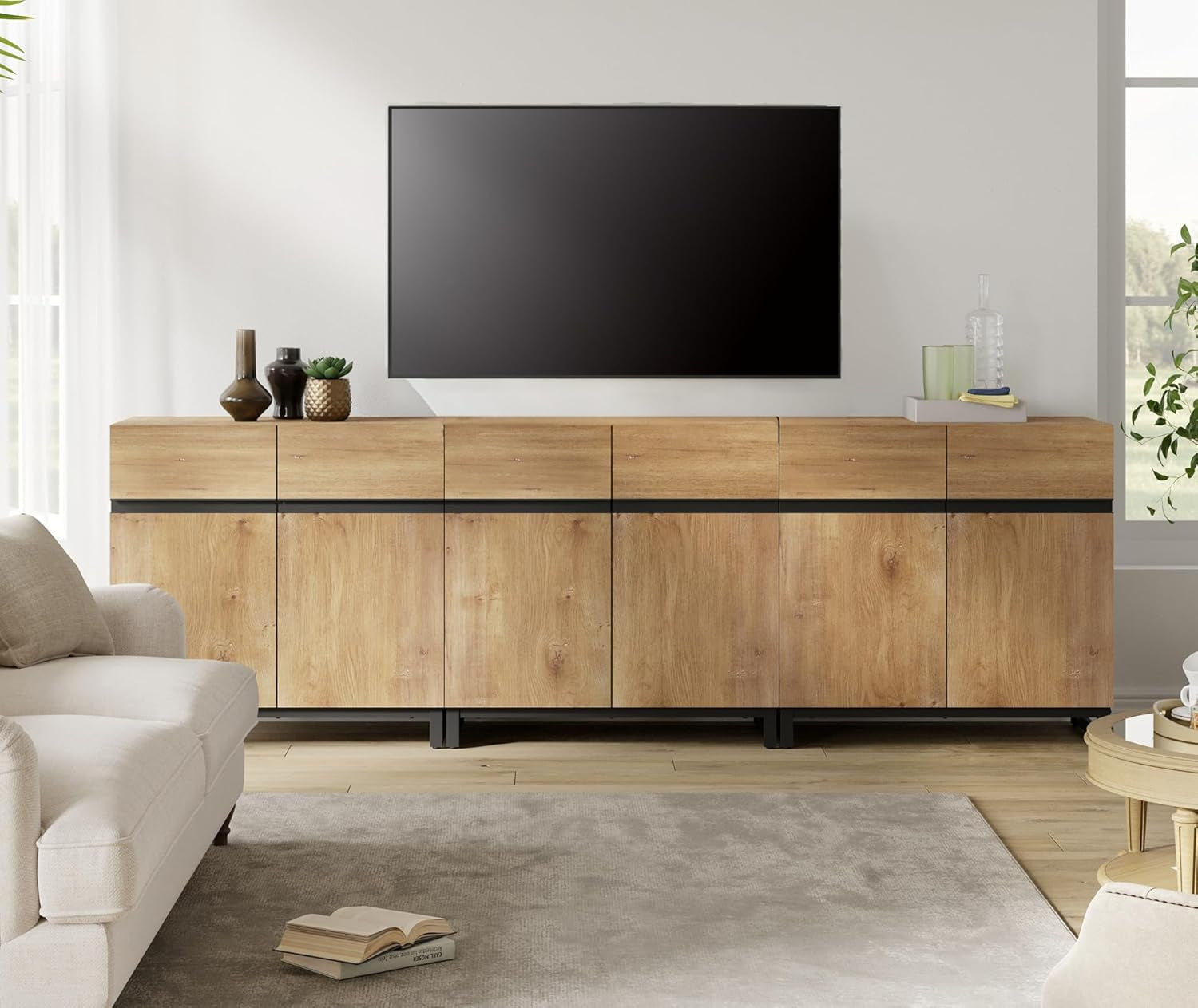3 In 1 TV Stand For TVs Up To 110 Inch With Adjustable Shelves
