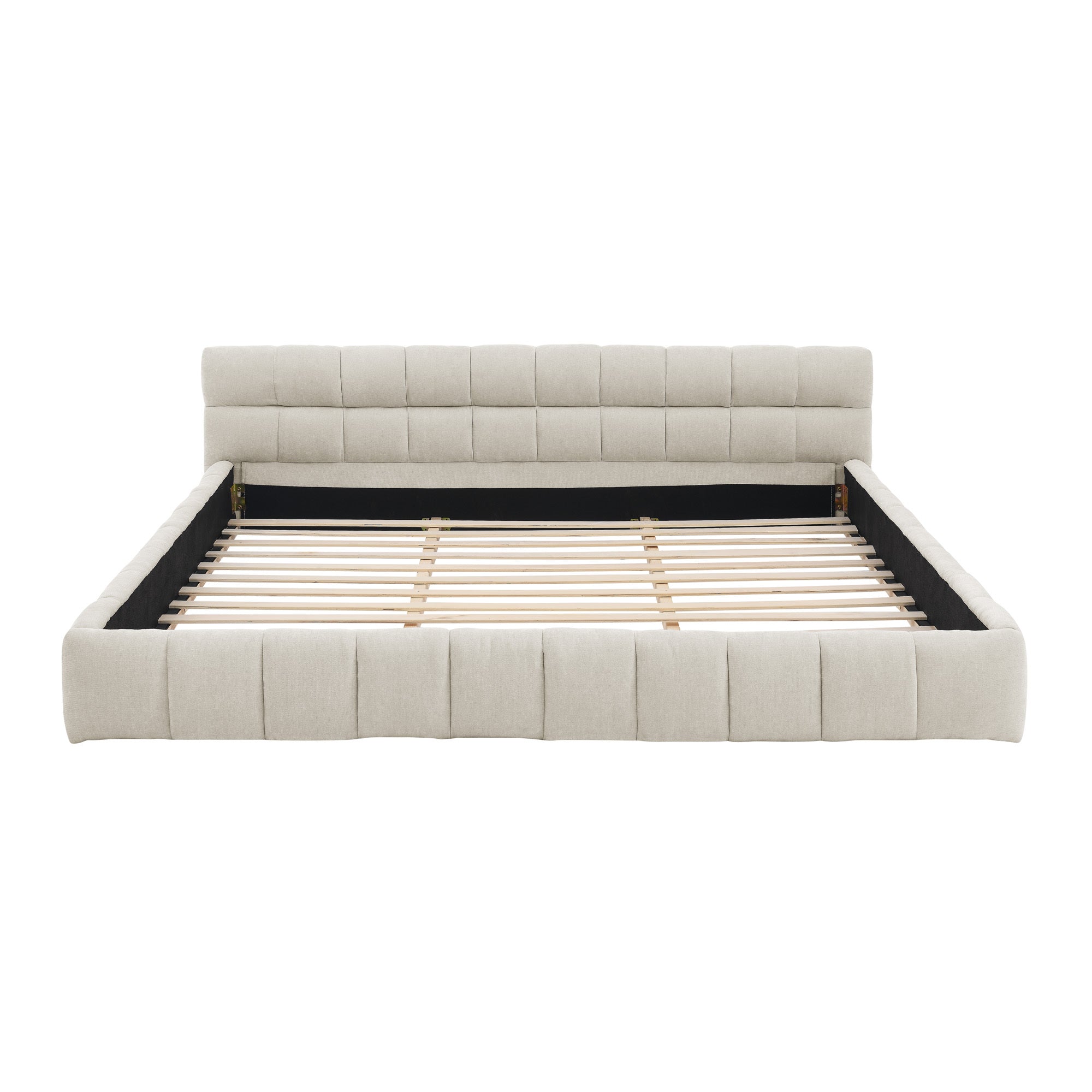 Upholstered Bed Frame with Thick Chenille Fabric, Grounded Platform