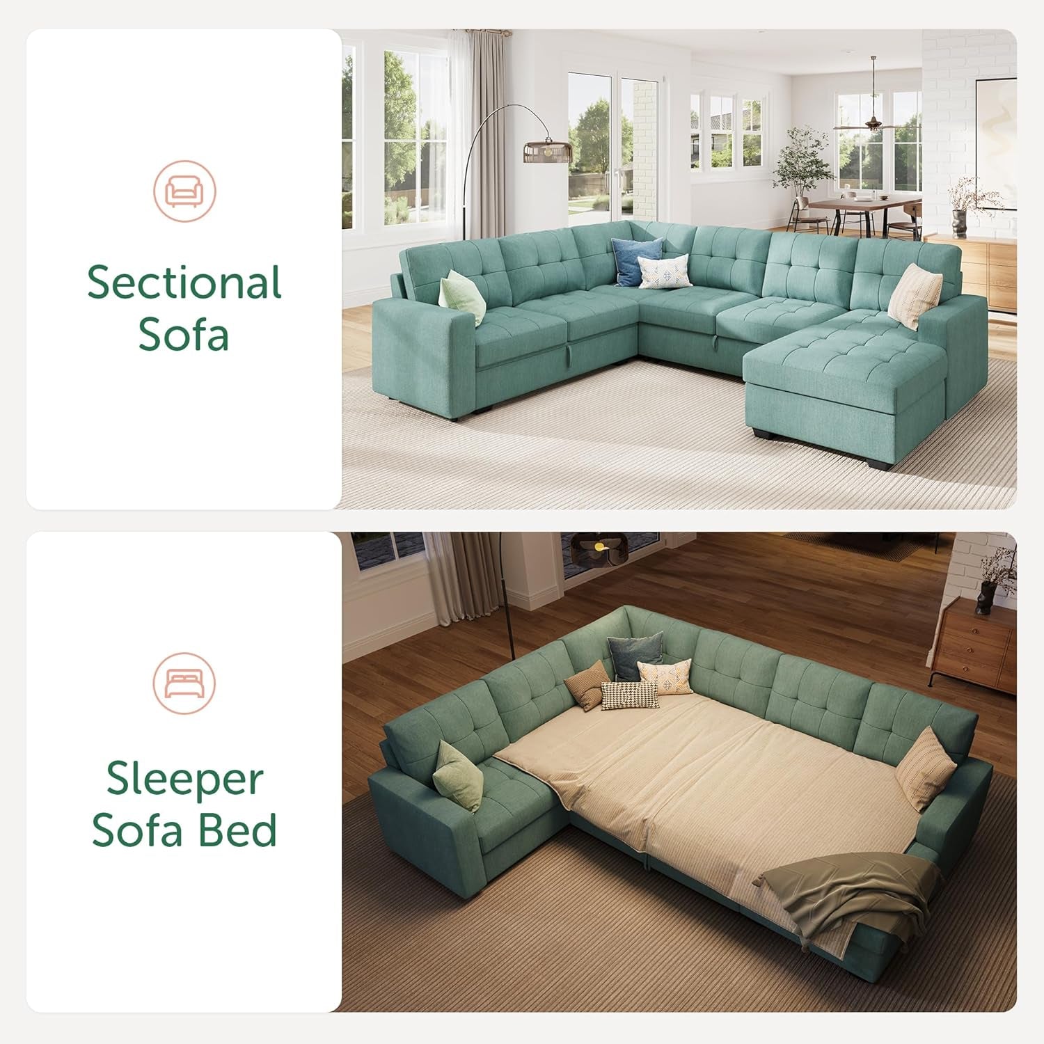 Sectional Sleeper Sofa Bed With Integrated Storage-3