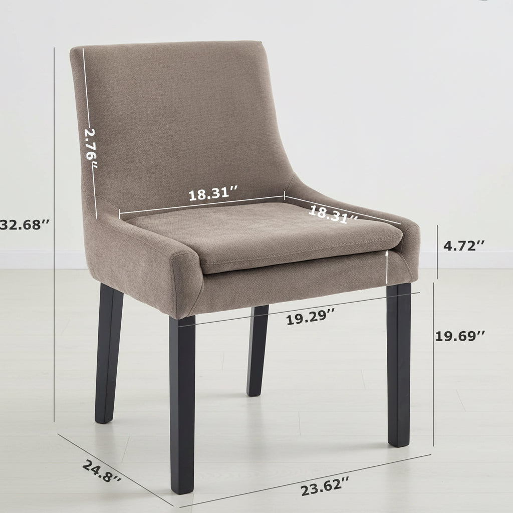 Brown chair with dimensions and weight capacity label on a white background
