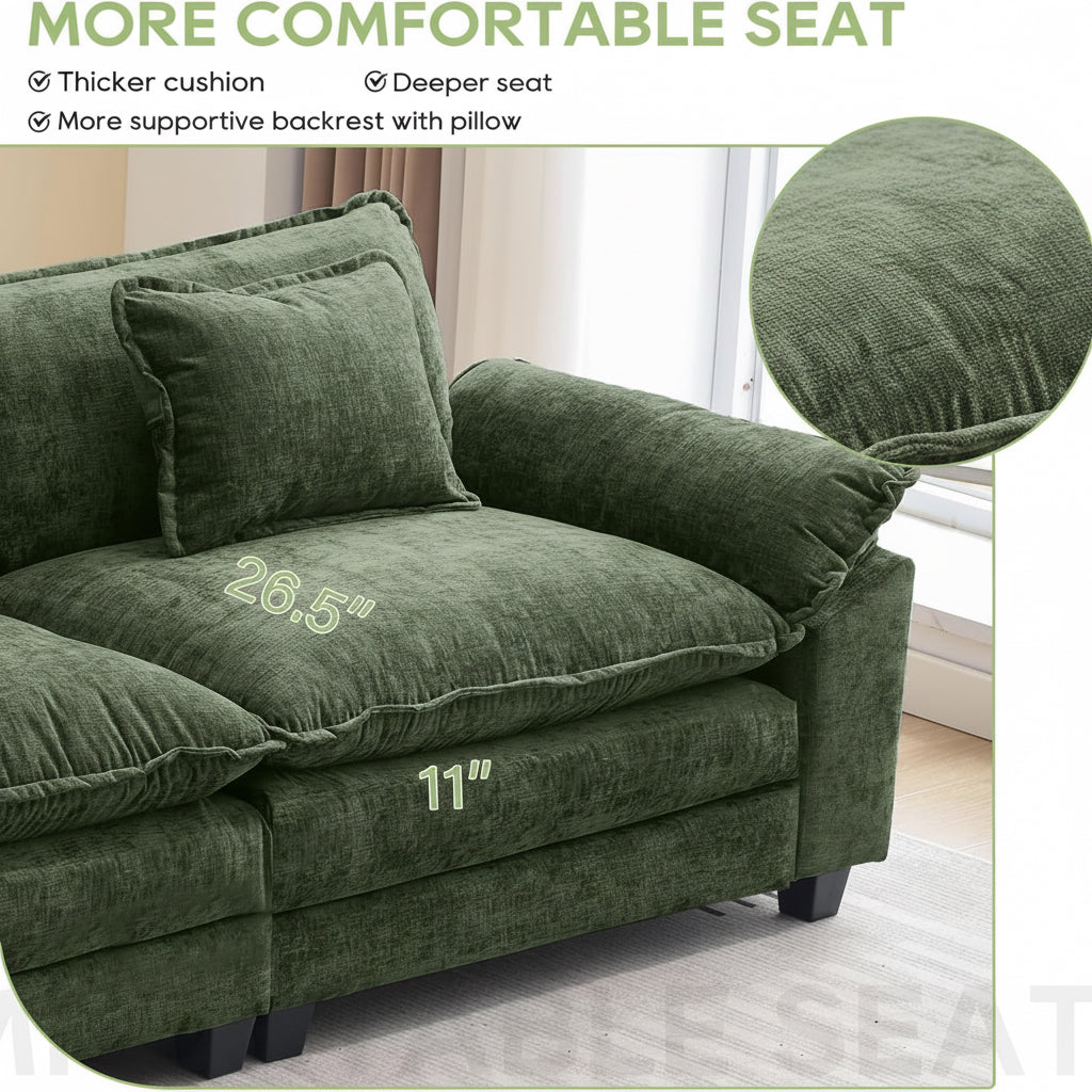 120Inch Green Modular Sectional Sofa Featuring Ottoman-3