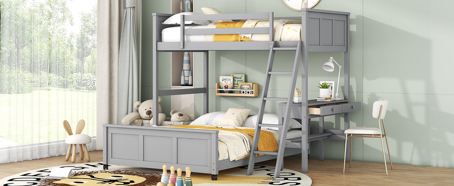 Twin Over Full Bunk Bed with Desk