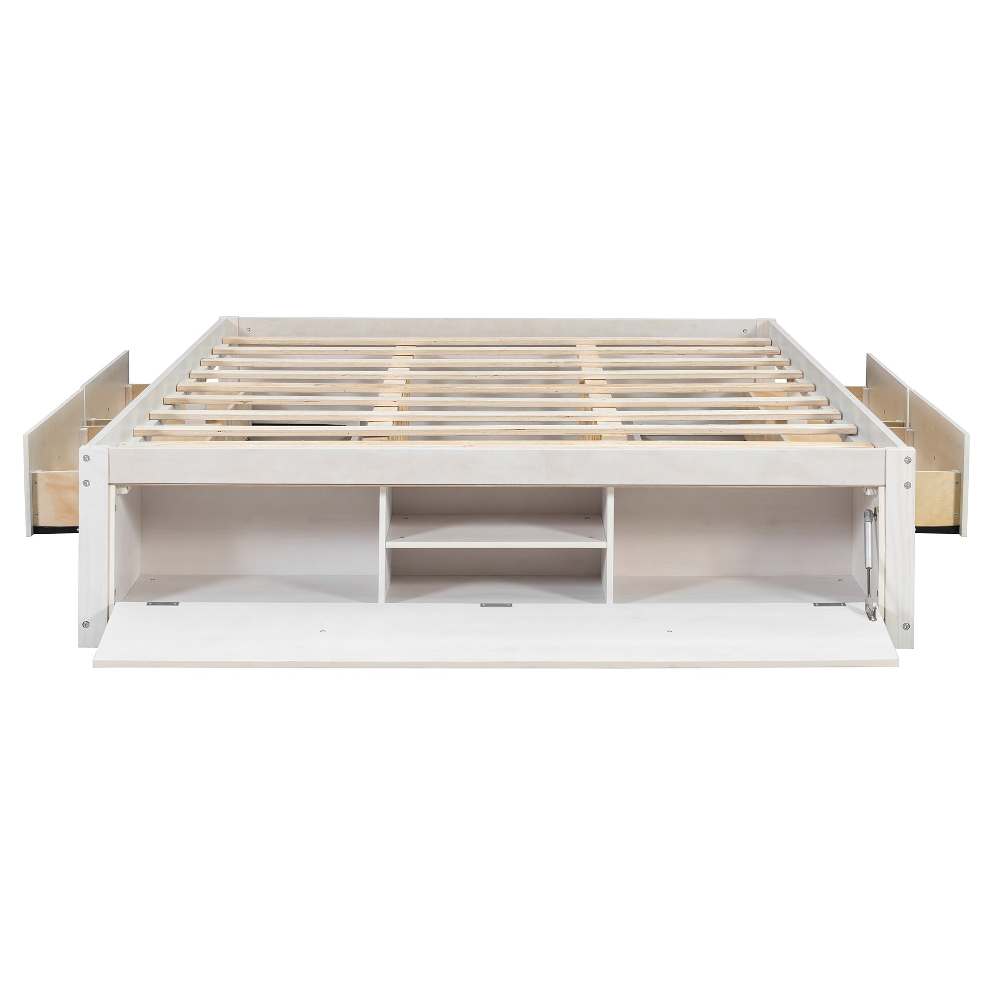 Platform Bed Frame with 4 Storage Drawers and Hydraulic Lift Footboard