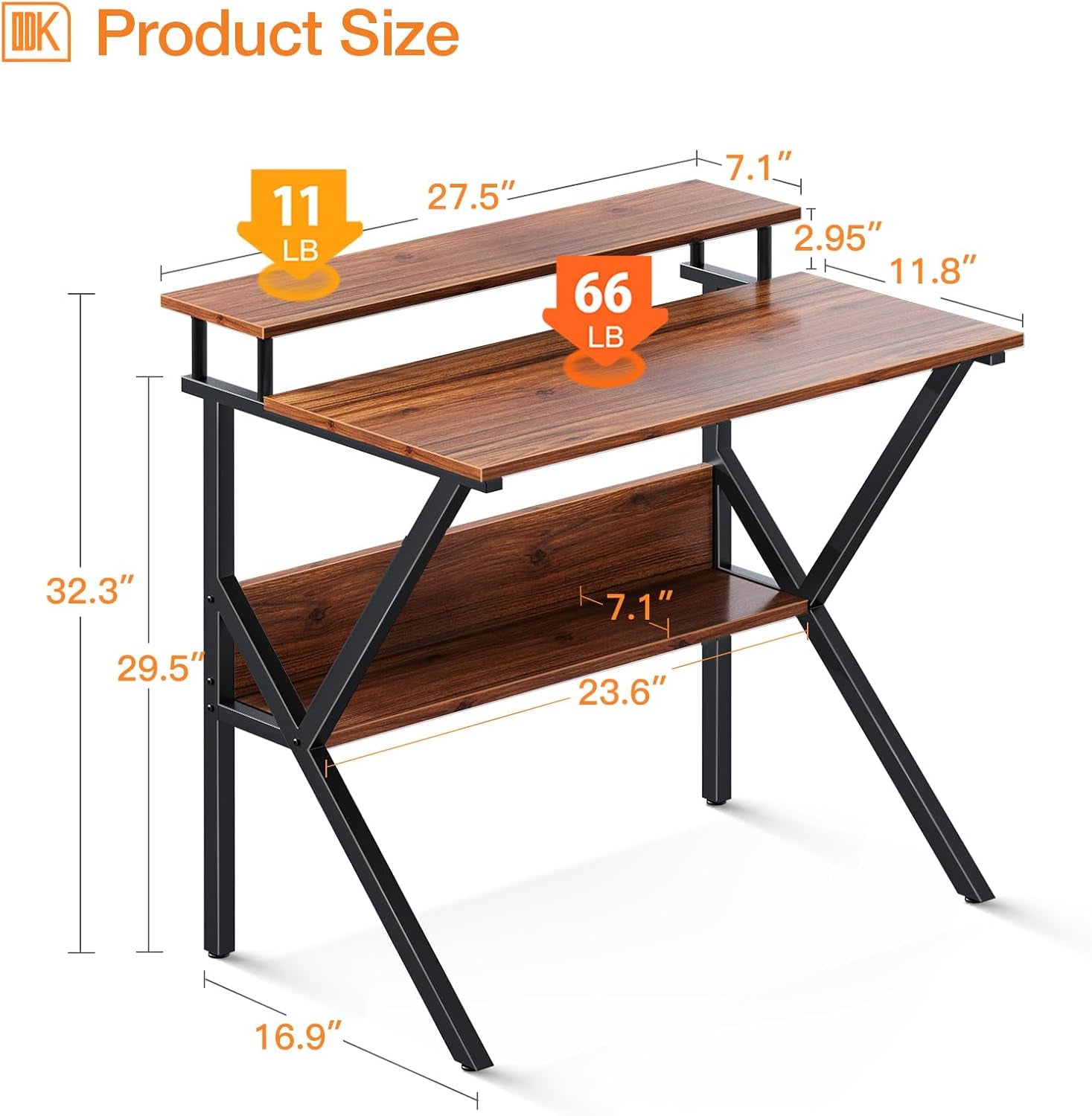 Small Desk, 27.5 Inch Small Computer Desk for Small Spaces, Compact Desk with Storage, Tiny Desk Study Desk with Monitor Stand for Home Office, Espresso-2
