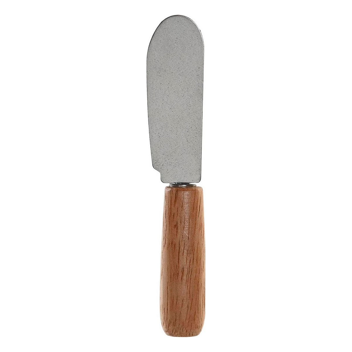 Spatula with wooden handle and metal blade on a white background