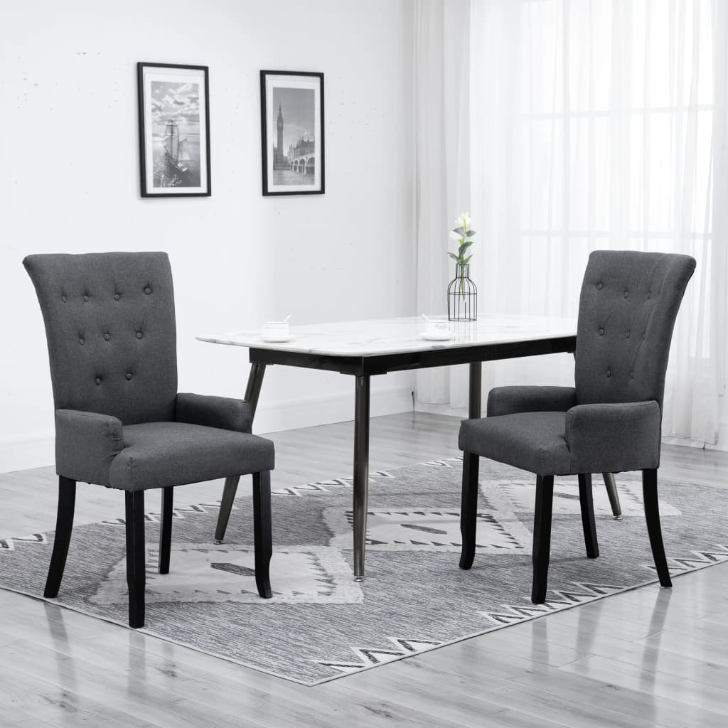vidaXL Dining Chairs Accent Dining Chair with Armrests for Home Kitchen Fabric-15