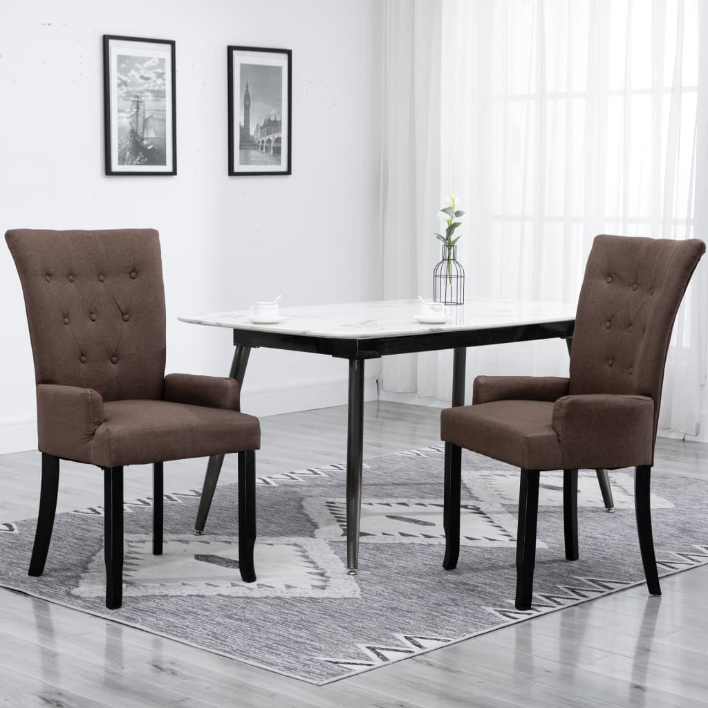 vidaXL Dining Chairs Accent Dining Chair with Armrests for Home Kitchen Fabric-16