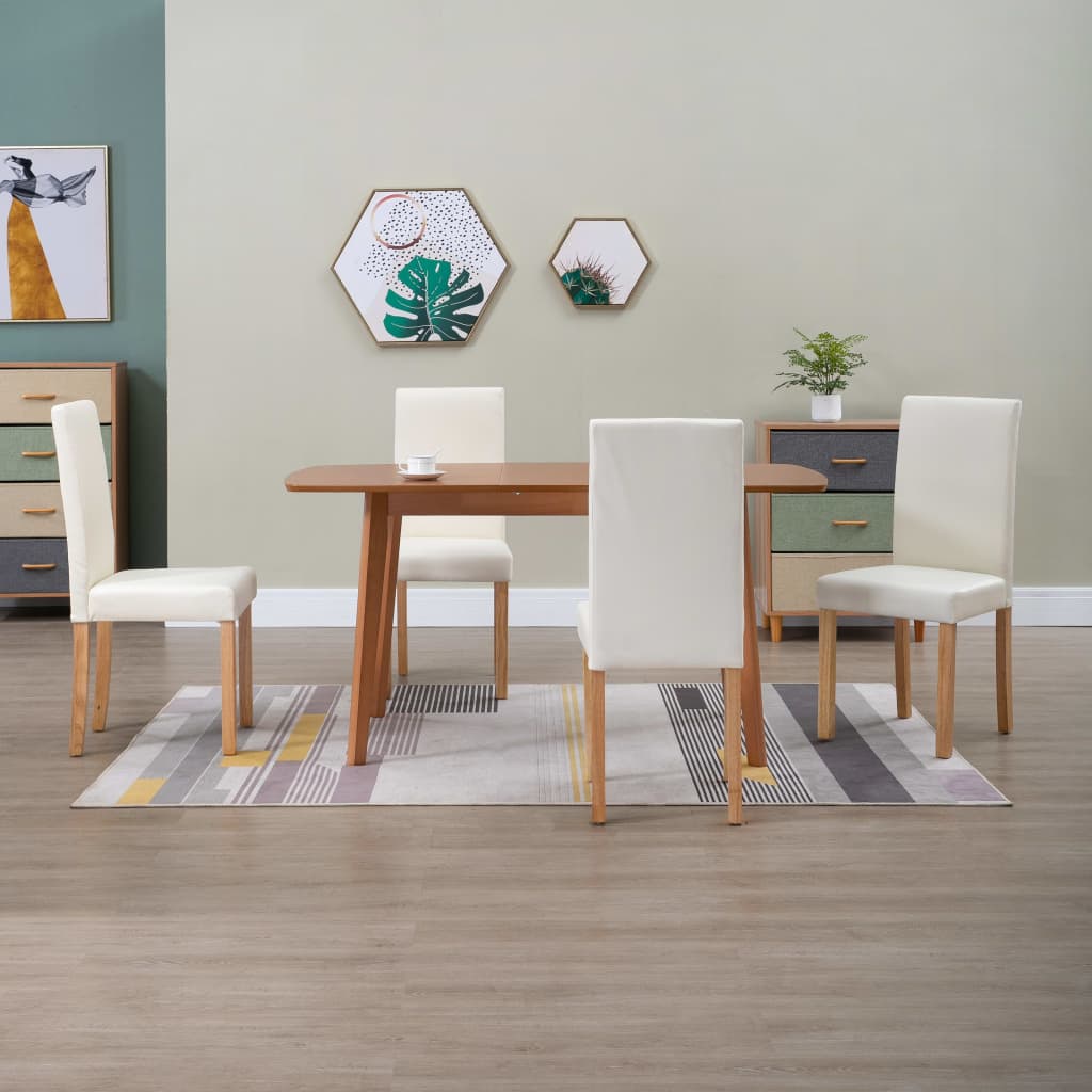 vidaXL Dining Chairs Side Chair with Wooden Legs for Kitchen Faux Leather-7