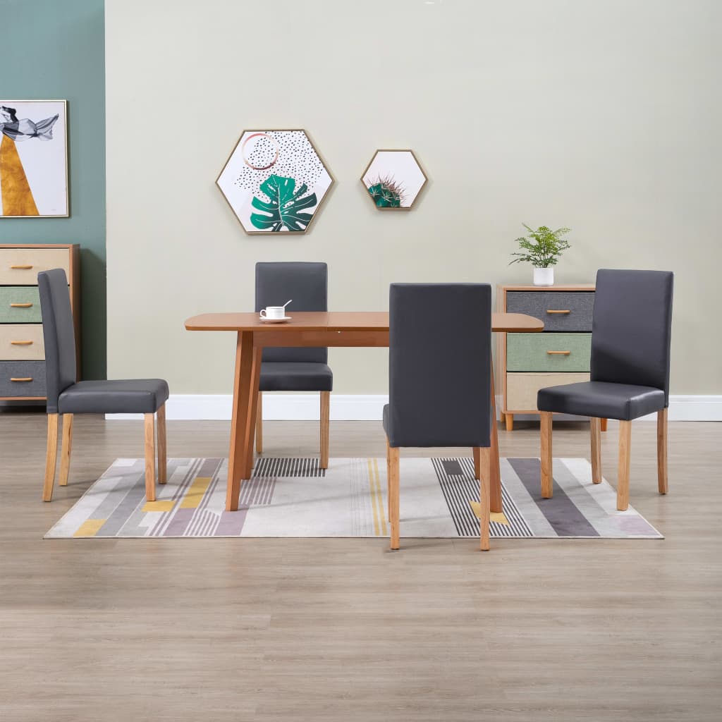 vidaXL Dining Chairs Side Chair with Wooden Legs for Kitchen Faux Leather-9