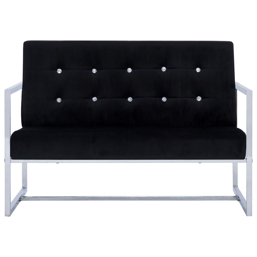 vidaXL Sofa Couch Day Bed 2-Seater Sofa for Living Room Chrome and Velvet-3